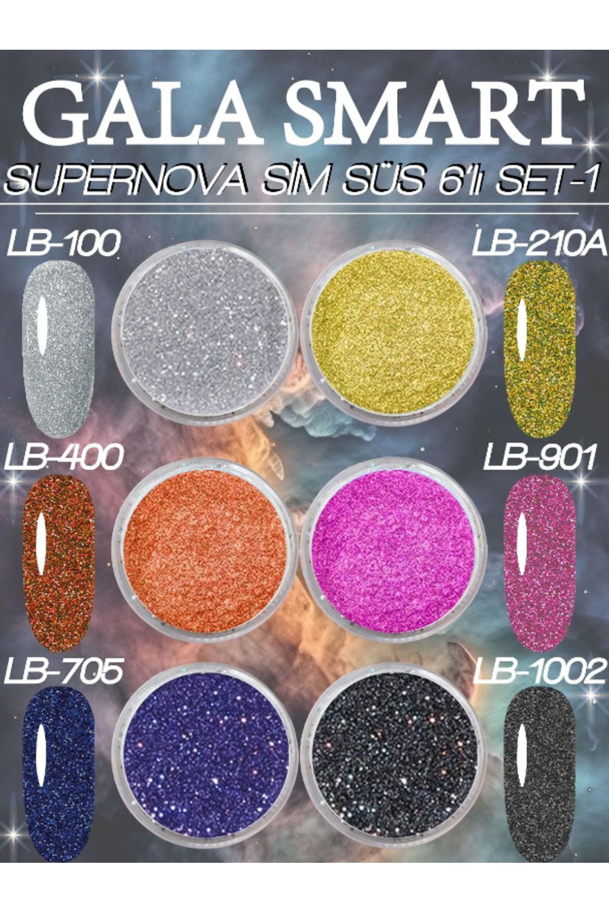 gala smart Süpernova Sim Süs 6lı Set-1 Tırnak Süsleme