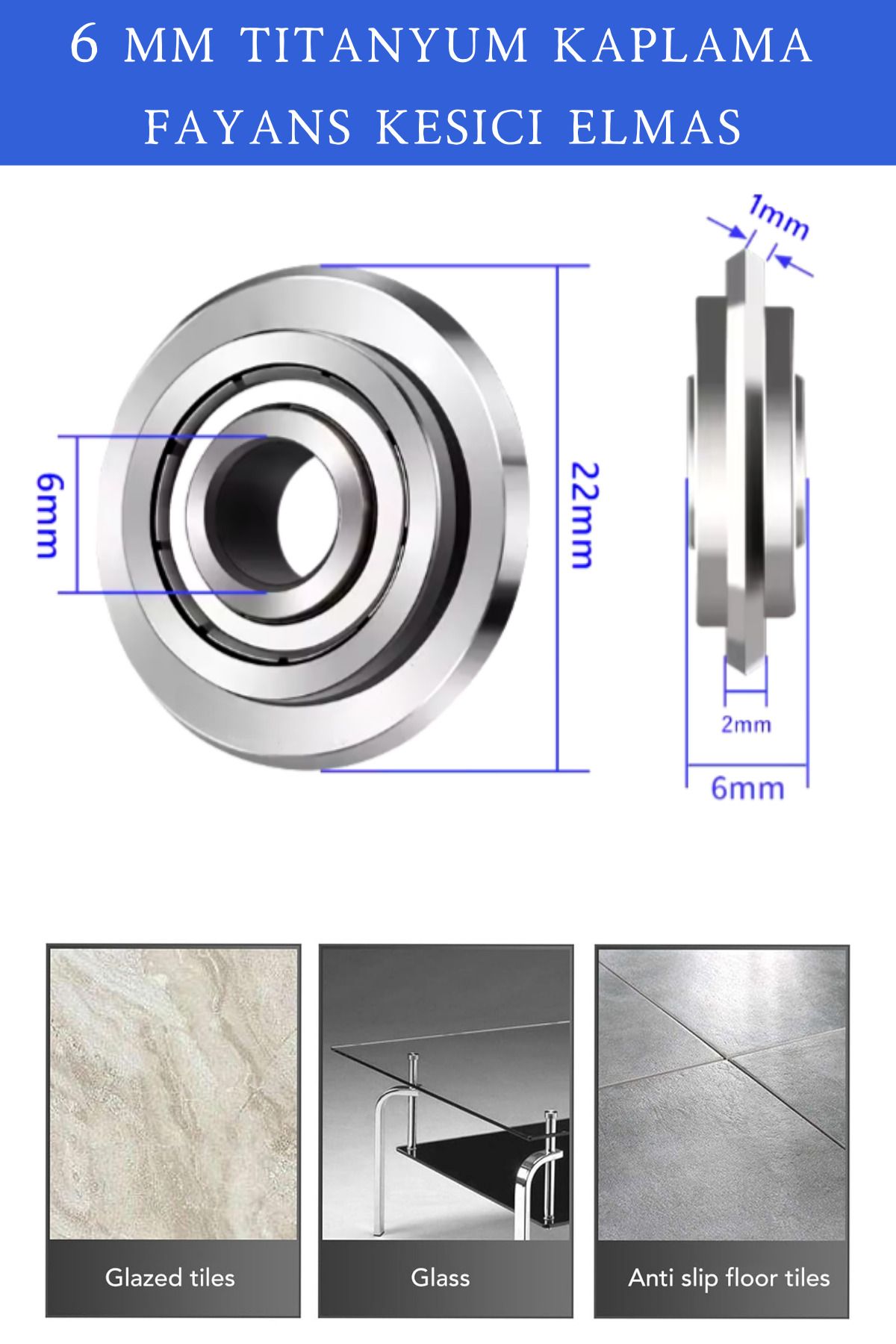 GRİMALDİ TİTANYUM 6 MM ELMAS FAYANS KESİCİ