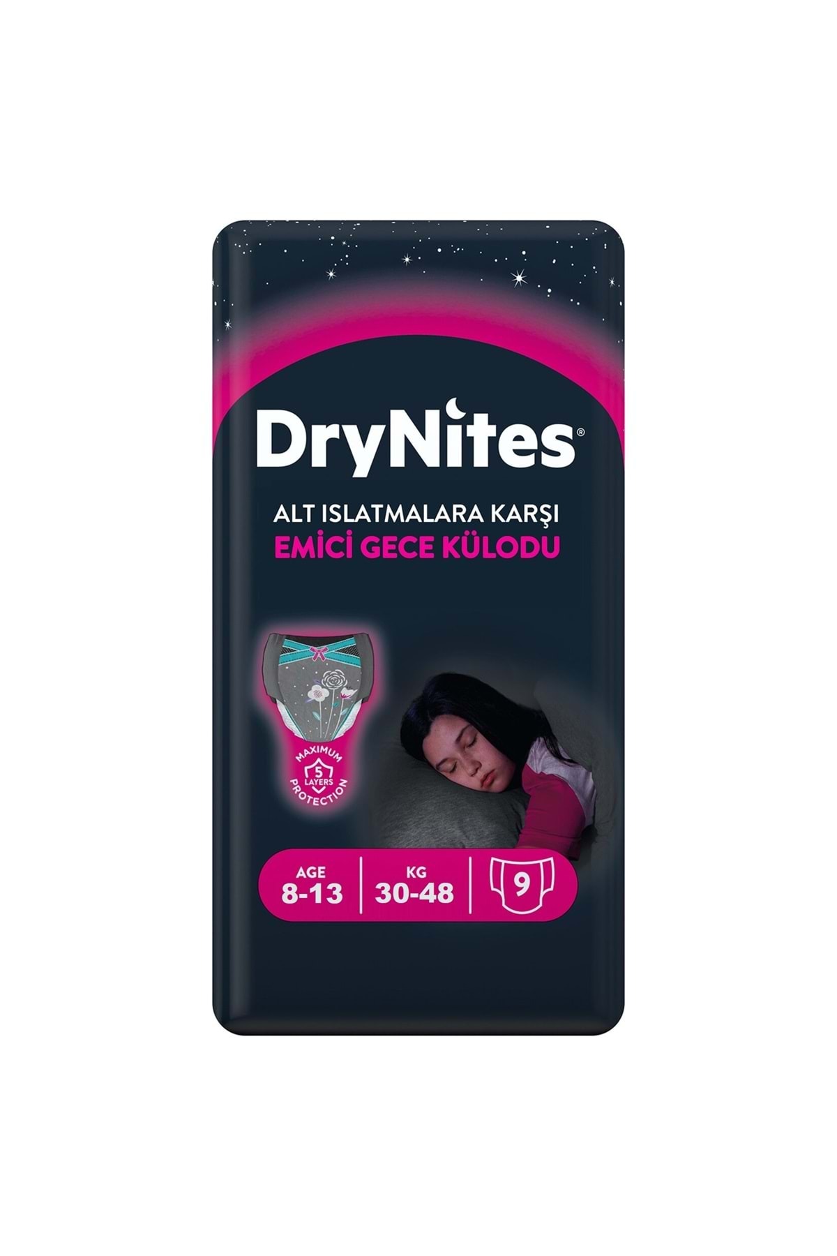 DryNites Emici Gece Külodu/külot Bez Kız 8-13 Yaş 30-48kg Large 108 Adet 12pk*9 Altıslatmalara Karşı fotoğrafı 2 (önizleme)