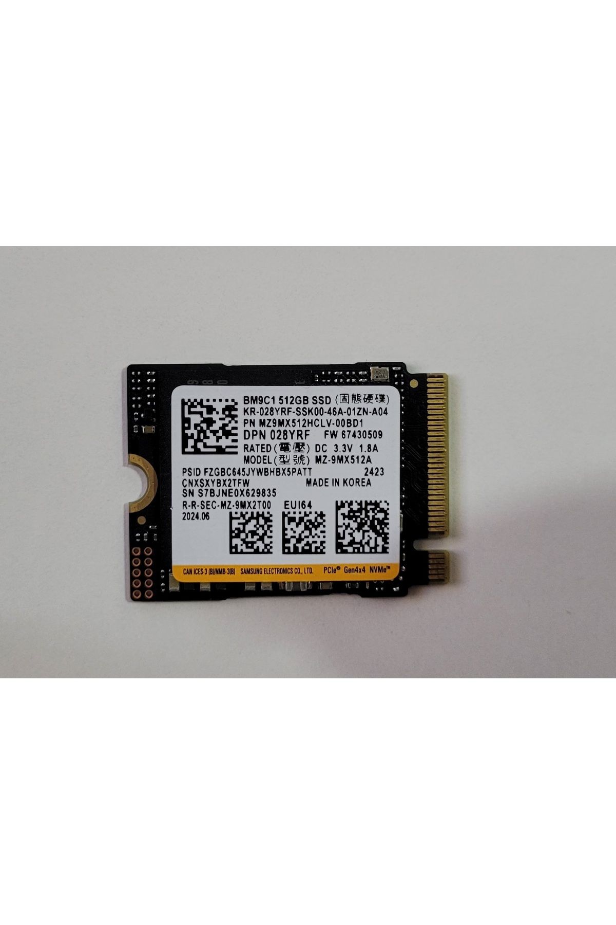 Samsung BM9C1 MZ-9MX512A 512GB 2230 M.2 NMVE SSD(KUTUSUZ)