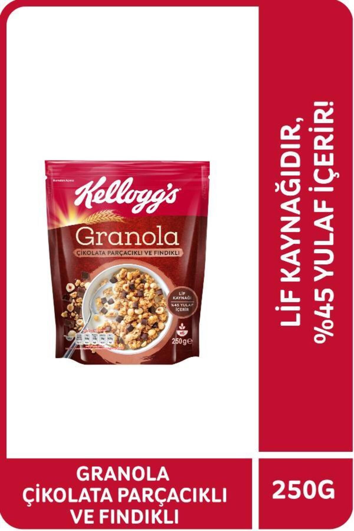 Kellogg's Çikolata Parçacıklı Ve Fındıklı Granola 250 Gr,%44 Yulaf,lif Kaynağı,kahvaltılık Gevrek