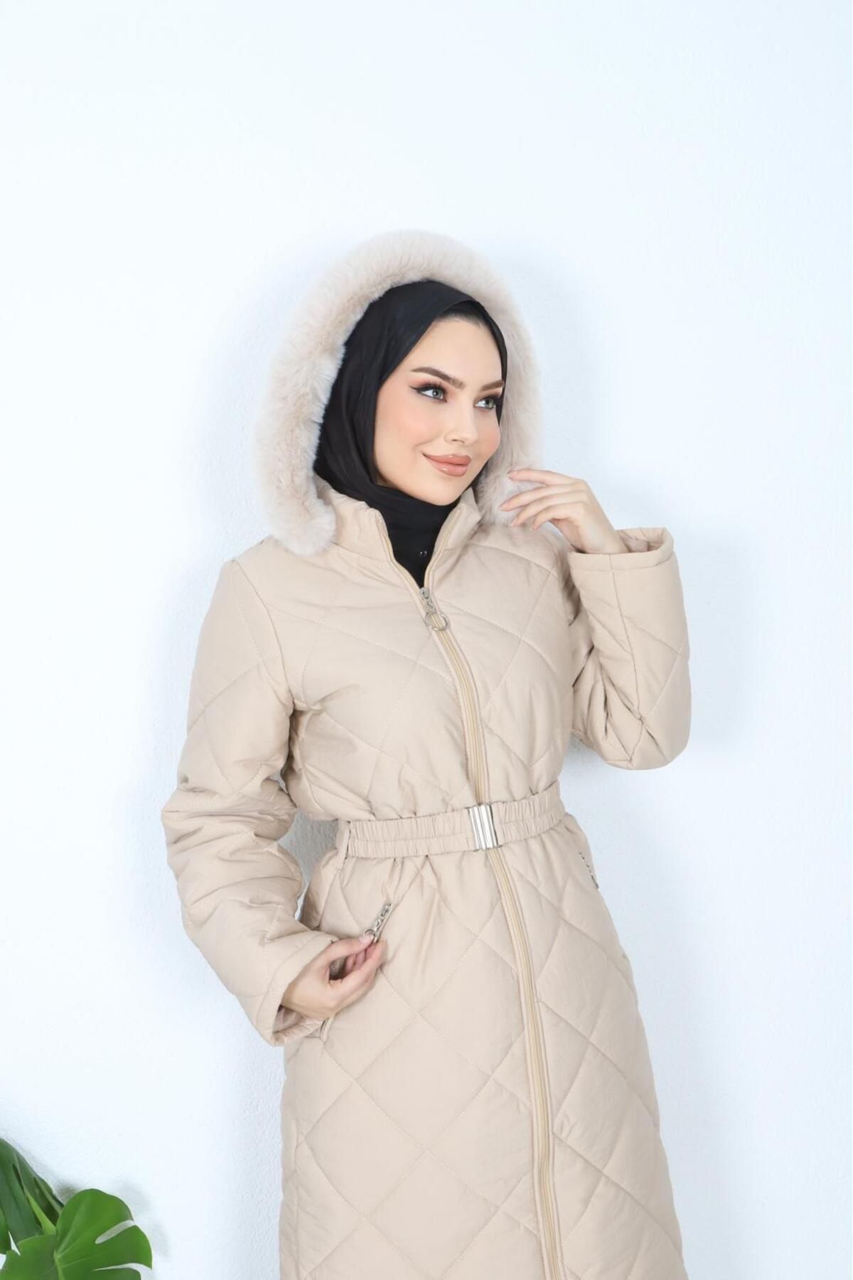 GLR&GYM-Günay Women's Belt Lined Quilted Coat 4