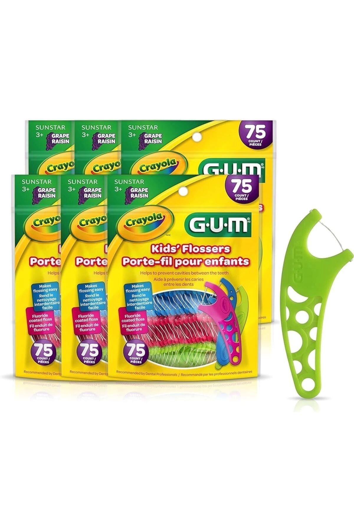 Sunstar Gum Kids Flossers Porte-Fil Pour Enfants Diş İpi 75 Count