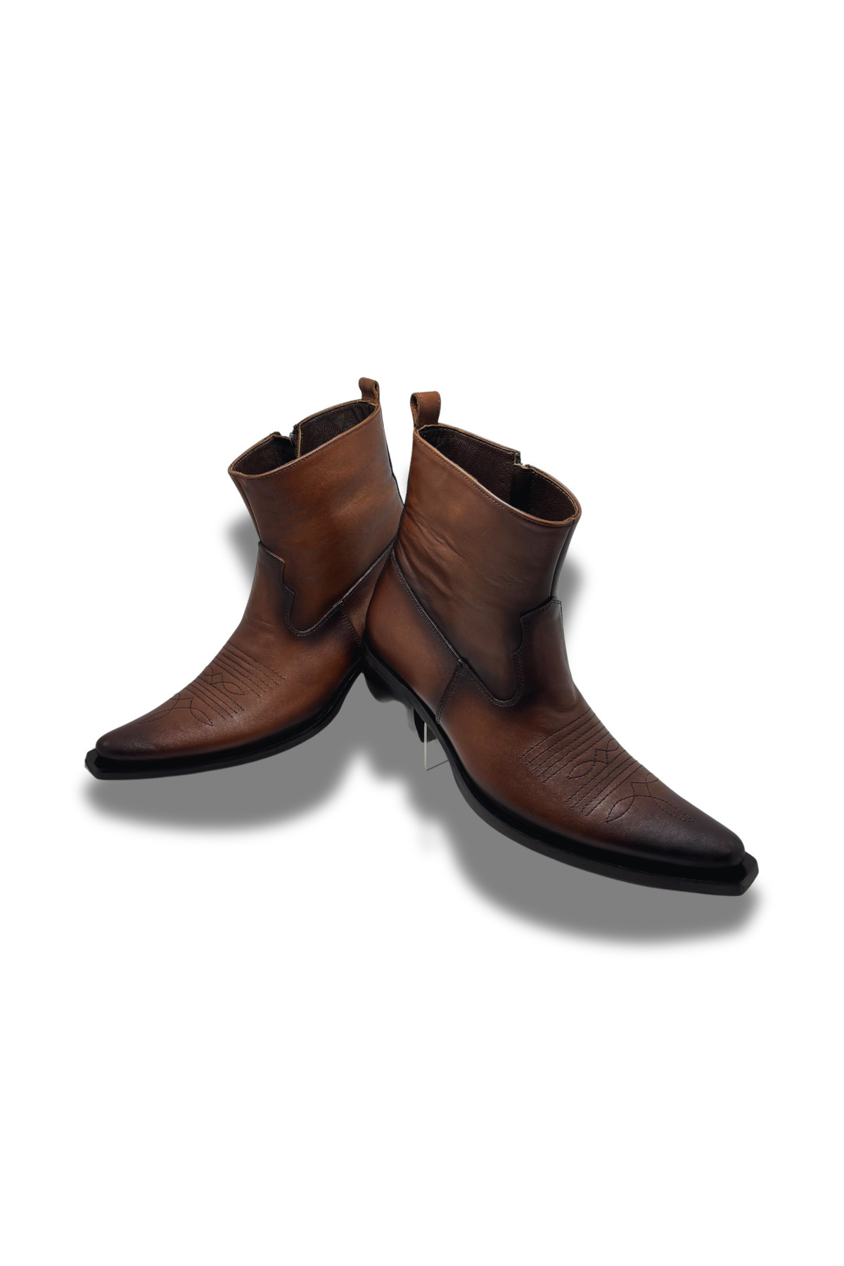 bayscarpa man  Hakiki Deri Western Bot Taba Armalı Fermuarlı - Görsel 3