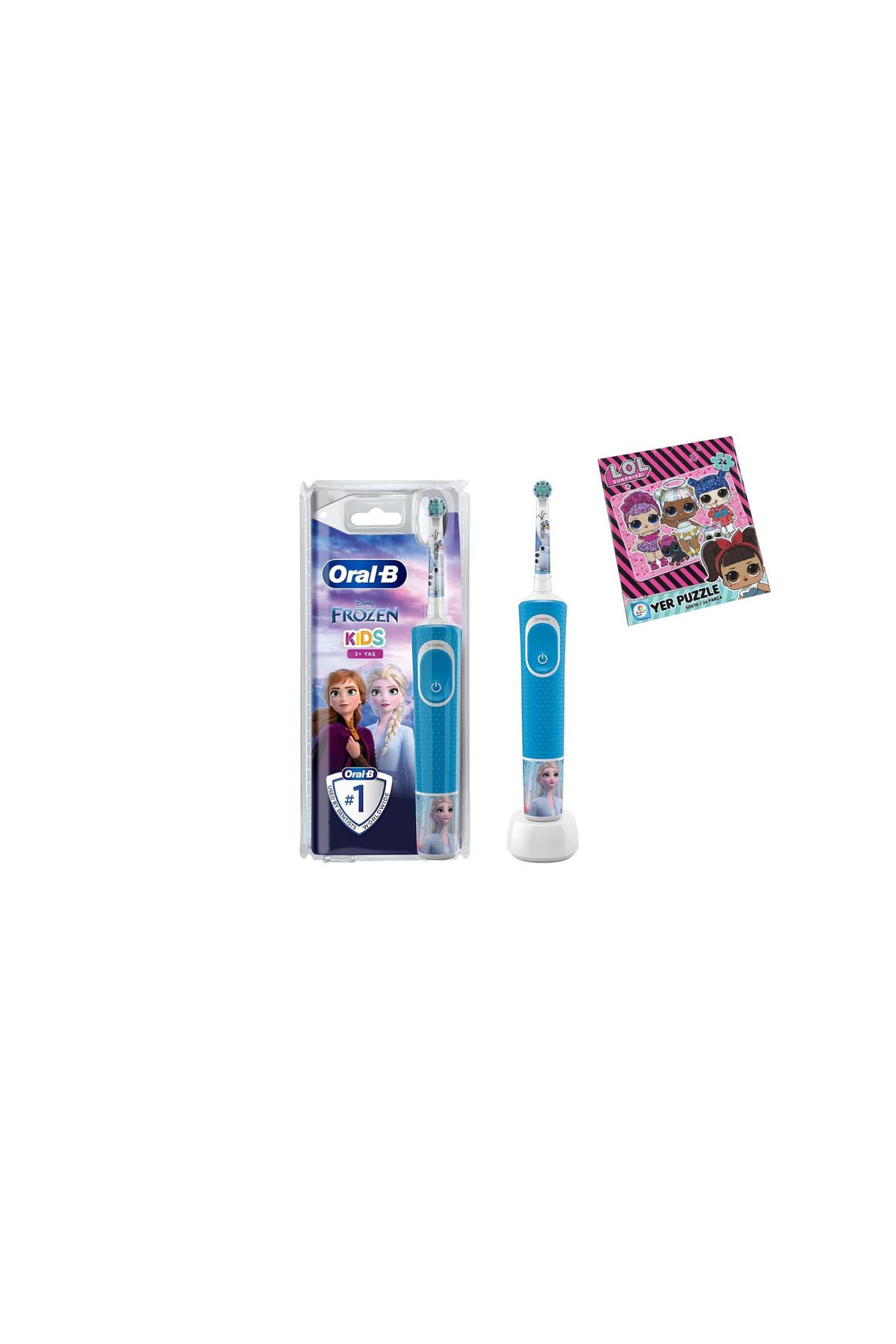 Oral-B Kids Frozen Çocuk Şarjlı Diş Fırçası + LOL Suprise Yer Puzzle 50*70 24 Parça