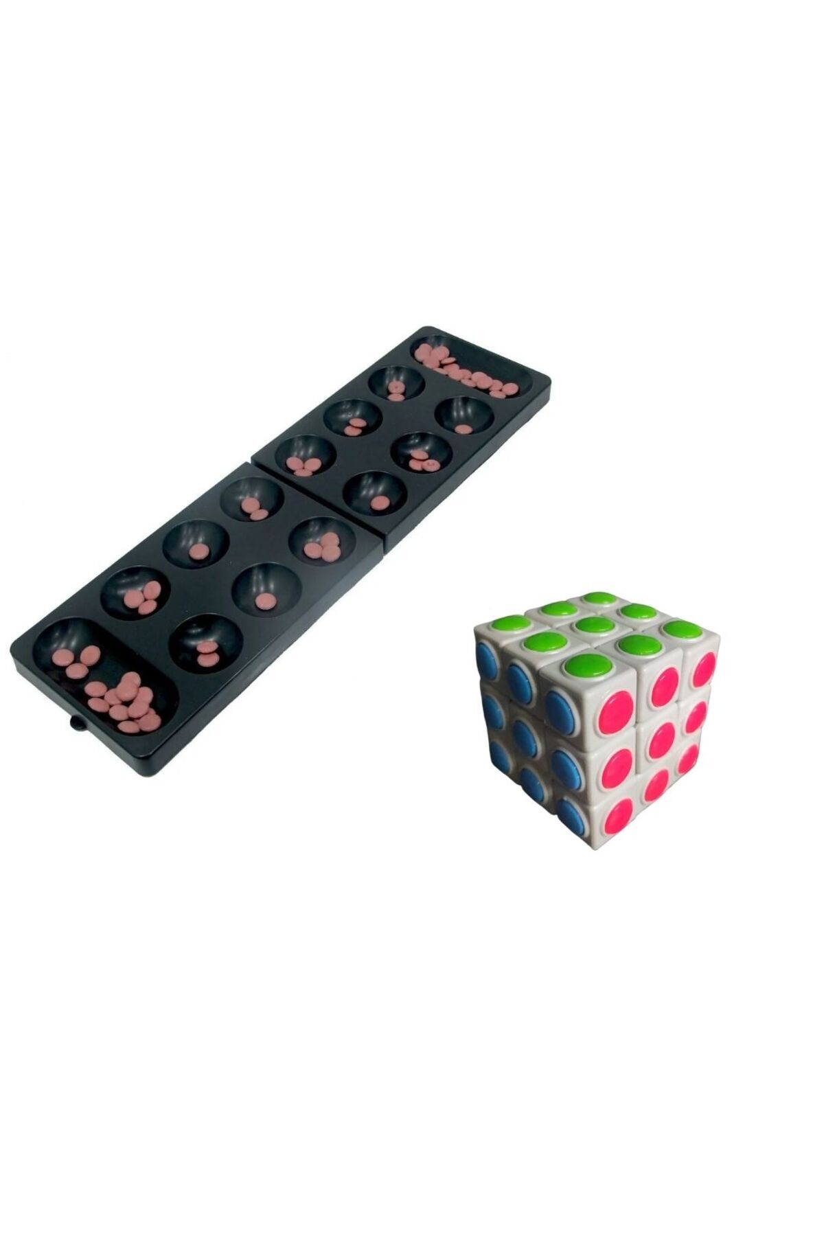 TOMBİ-X-Mangala Turkish Intelligence and Strategy Game 3X3 Rubik's Cube Intelligence Cube Mind Cube Patience Cube White Color 1