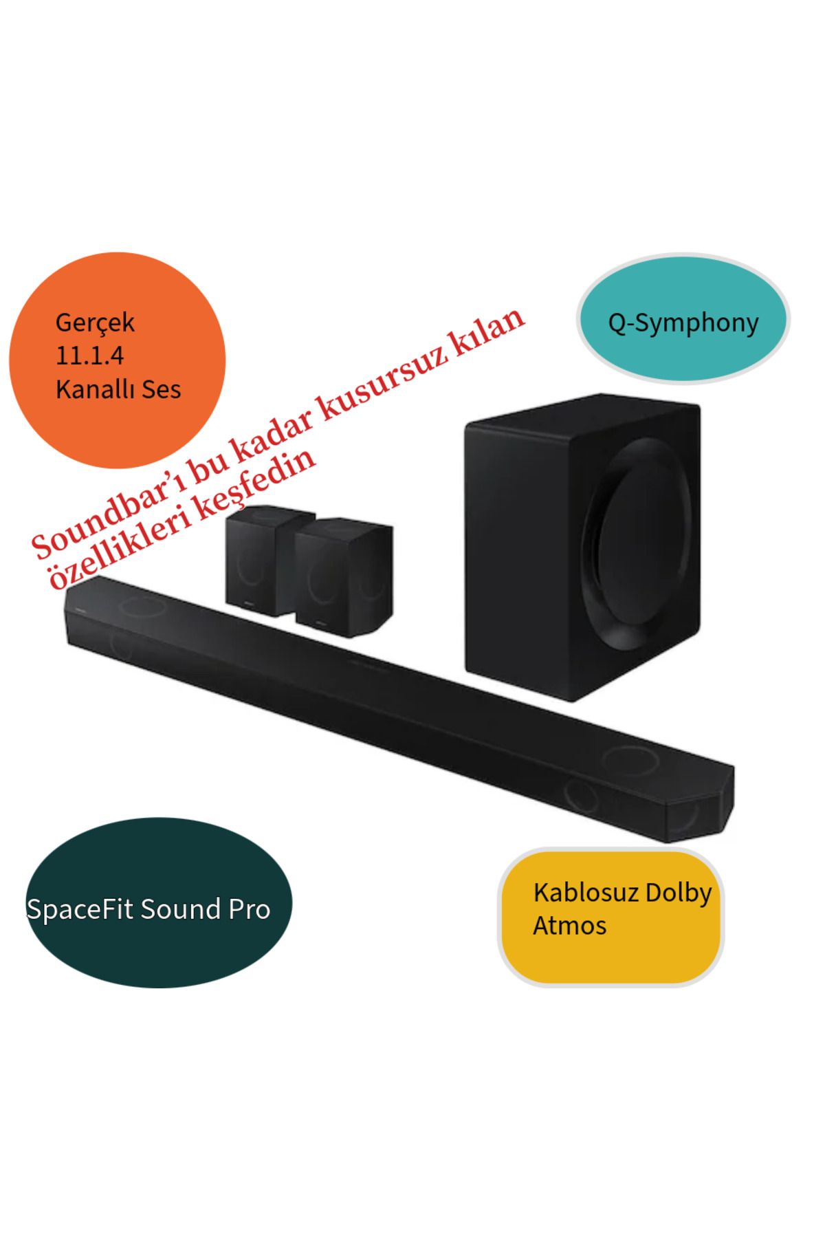 Samsung Premium Ultra Güçlü Ses Gücüyle Q Series Kablosuz Dolby Atmos 11.1.4 Soundbar