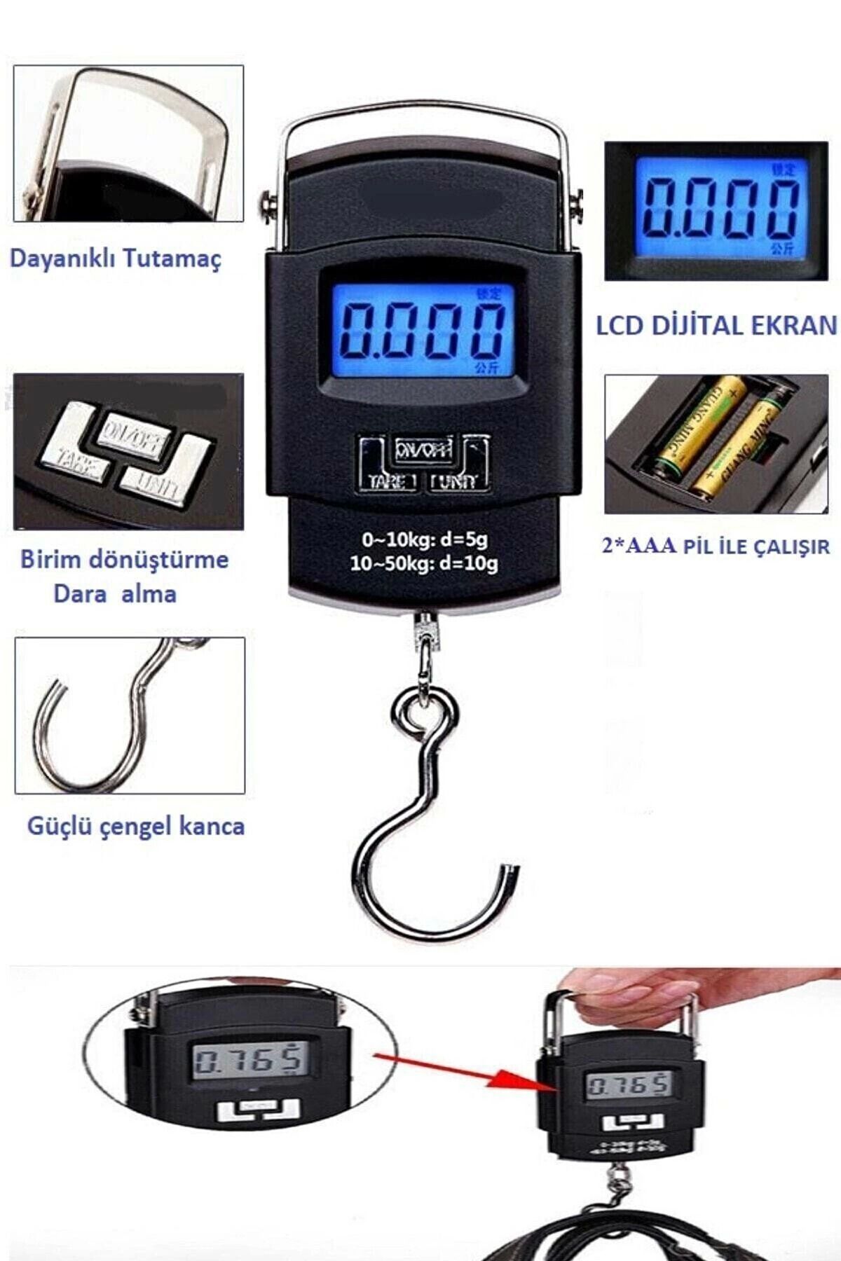 Easy Tedarik Elektronik Dijital El Kantarı 50 Kg Terazi Tartı 10 Gr Hassasiyet