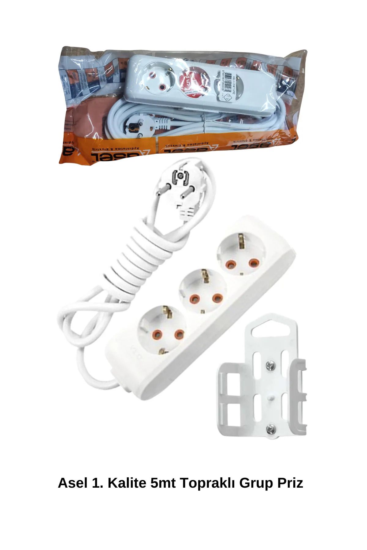 Easy Tedarik 5 Metre Askı Aparatlı Topraklı 3lü Grup Priz Royaleks-AST305