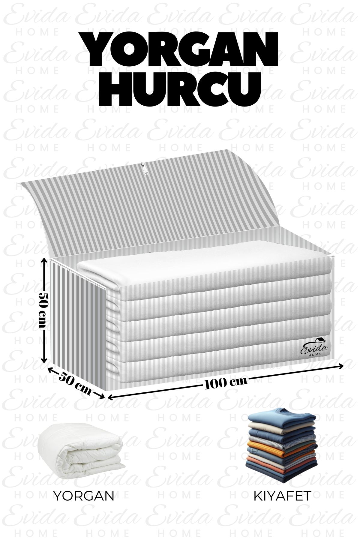 Evida-2 Pieces Anthracite Striped Large Quilt Scrap - 100X50X50 cm - under the Base - Clothing - Large Quilt Scrap 3