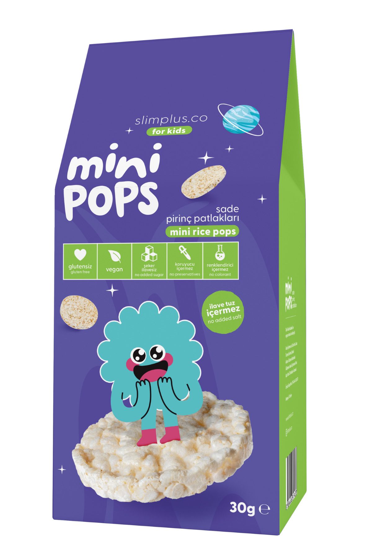 slimplus Mini Pops Atıştırmalık Pirinç Patlakları 30G