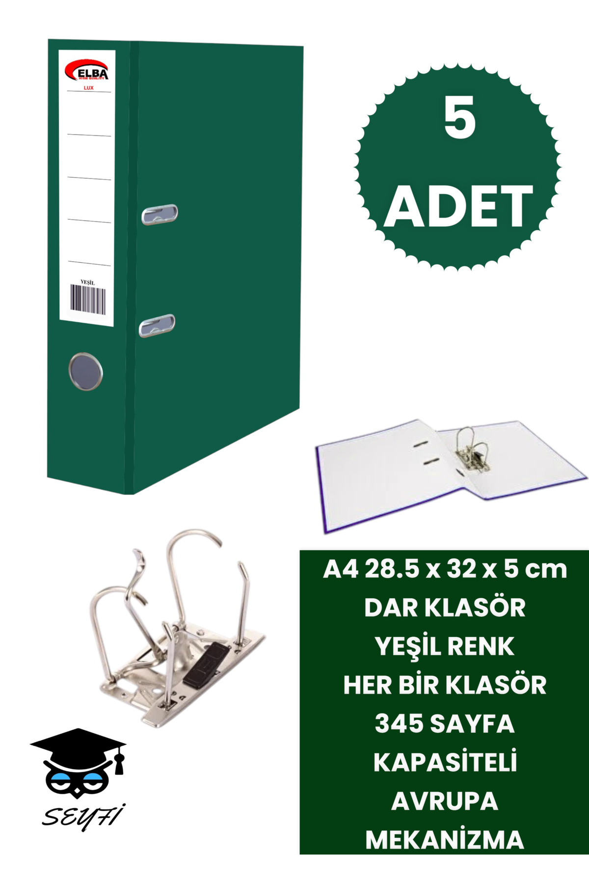 SEYFİKİRTASİYE OFİS BÜRO KLASÖRÜ ÇİFT HALKA AVRUPA METAL MEKANİZMA ÇEŞİTLİ RENK VE ADETLERDE DAR VE GENİŞ KLASÖR