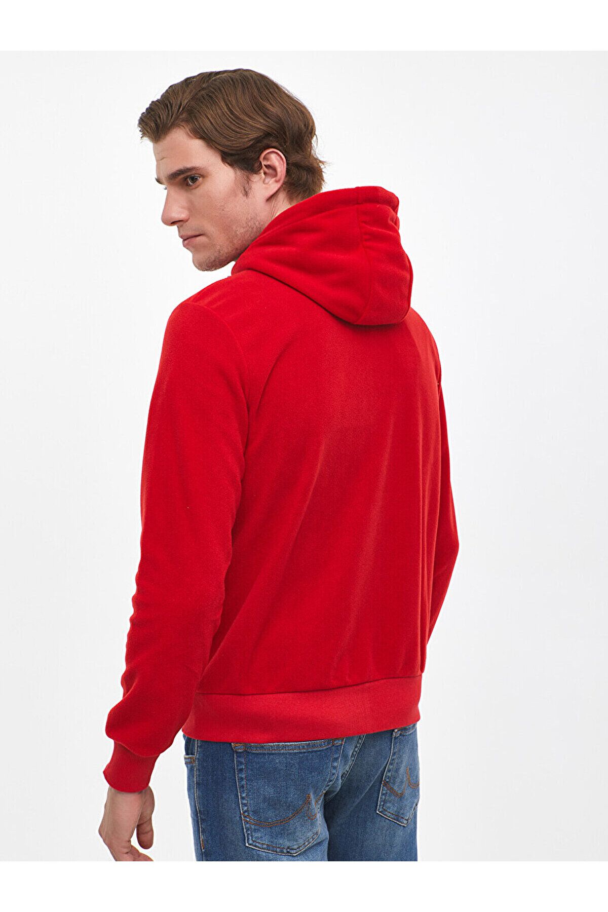 Ltb-Hooded Zipper Fleece Red Cardigan 5