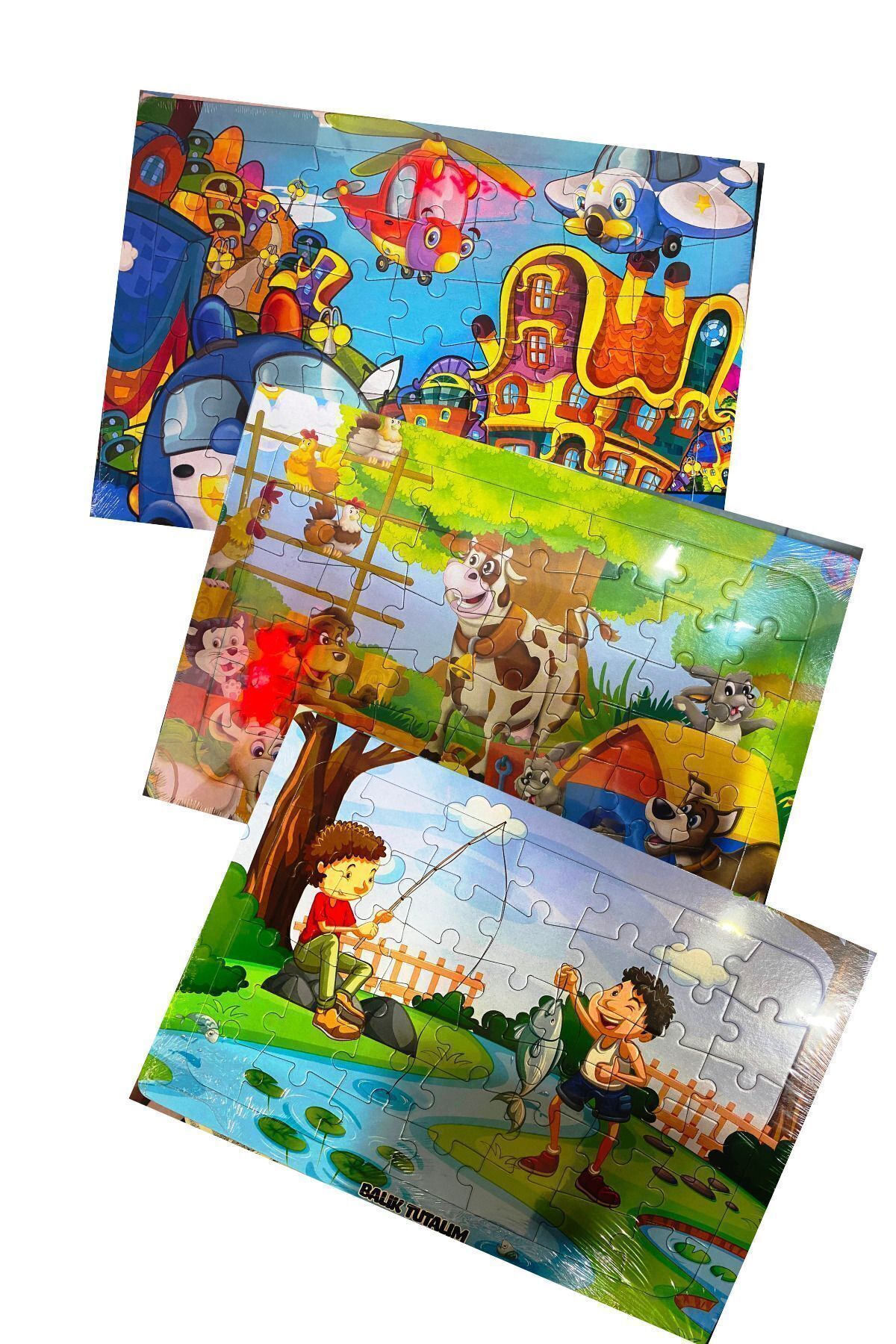 GÖNÜL YAYINCILIK 3 Adet Çocuk Eğitici Yapboz Çocuk Puzzle-boya-resim Def 24- 30-Parça Renkli Araçlar fotoğrafı 2 (önizleme)