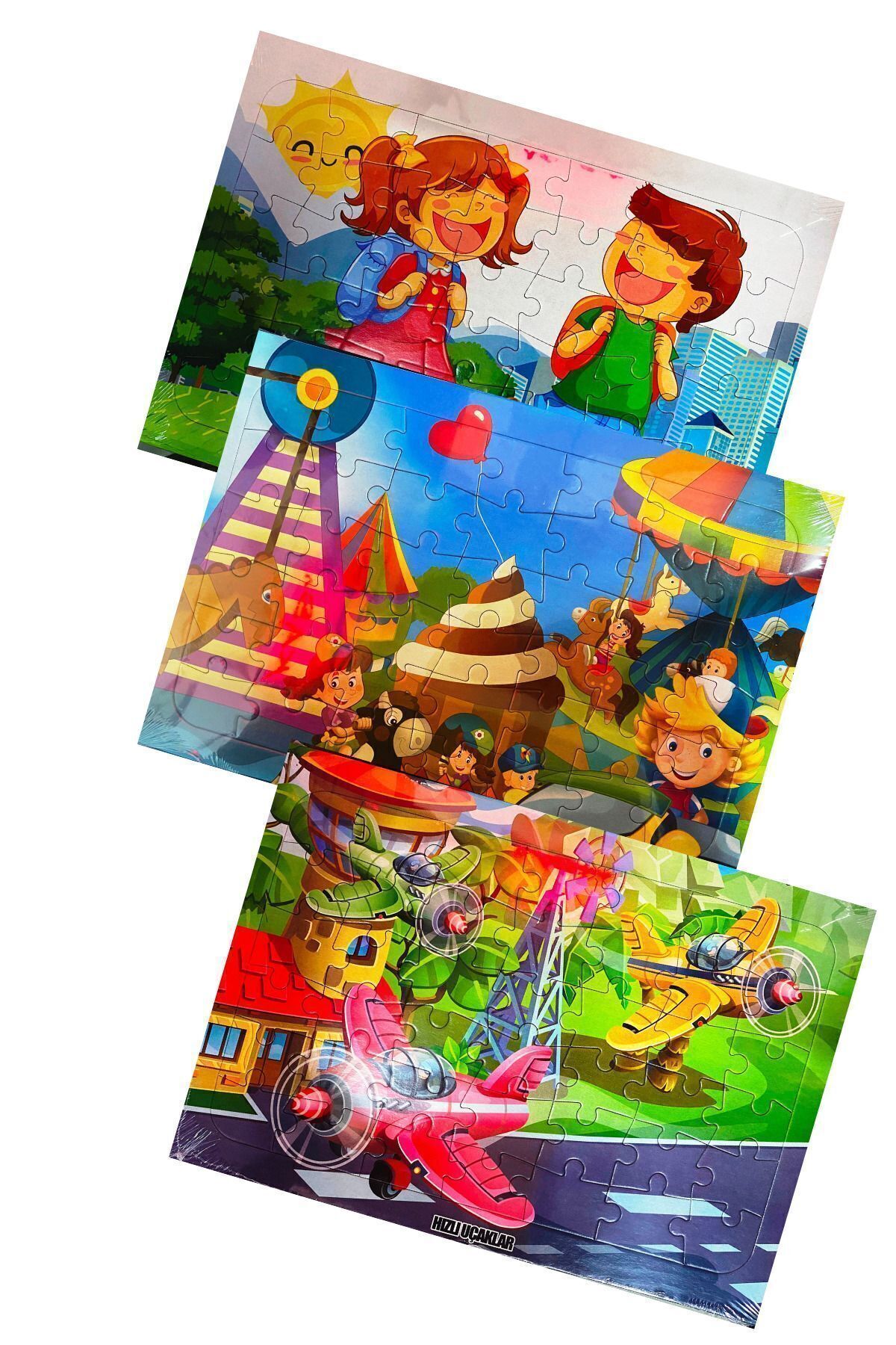 GÖNÜL YAYINCILIK 3 Adet Çocuk Eğitici Yapboz Çocuk Puzzle-boya-resim Def 24- 30-Parça Renkli Araçlar fotoğrafı 5 (önizleme)