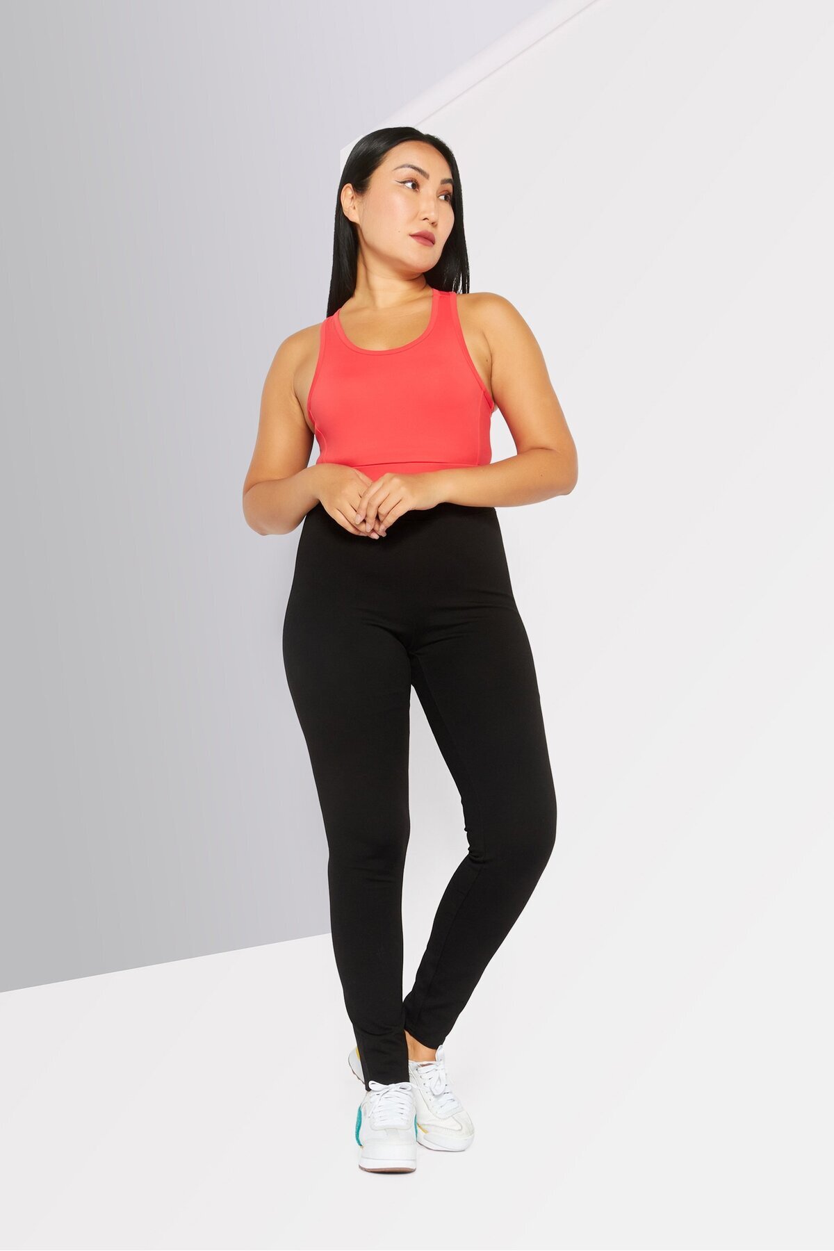 Michael Kors-Women Round Neck Sleeveless Training Sport Bra, Coral 2