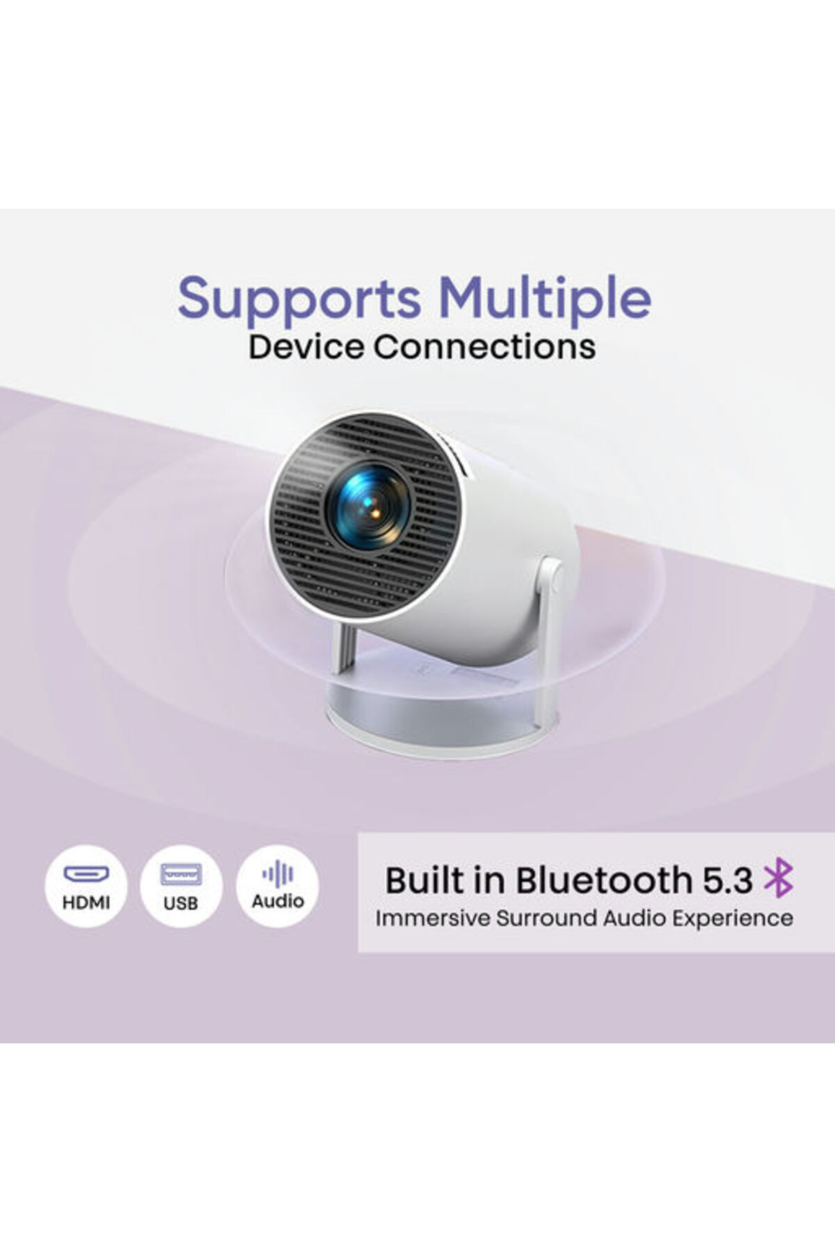 Icruze-PixelStream Smart Projector Portable Mini Home Theater Projector-White 5