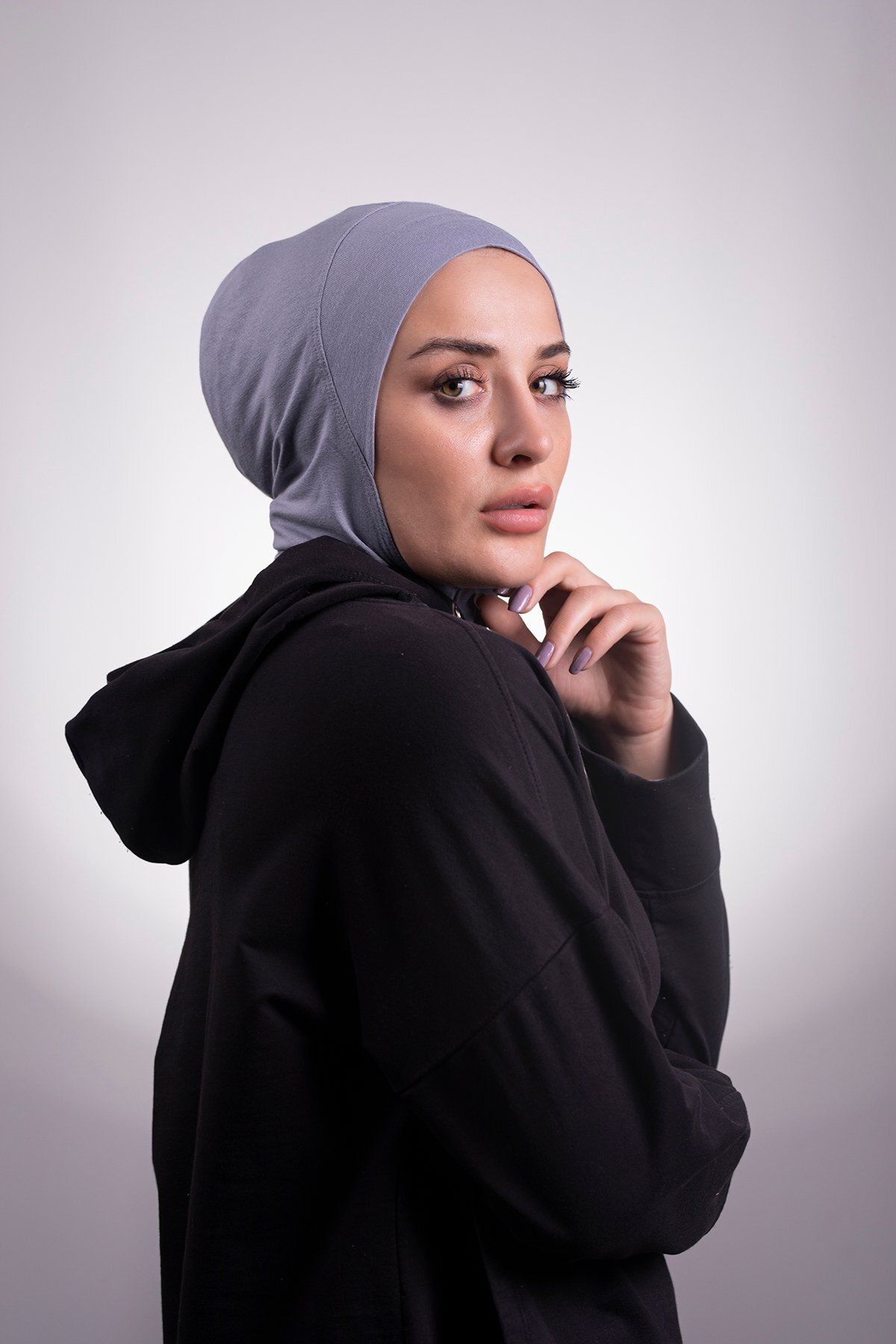 HÜRREM BONE Smoked Practical Ready Intlocking Bonnet Fabric Viscose Fabric Hijab Sports 2106_25