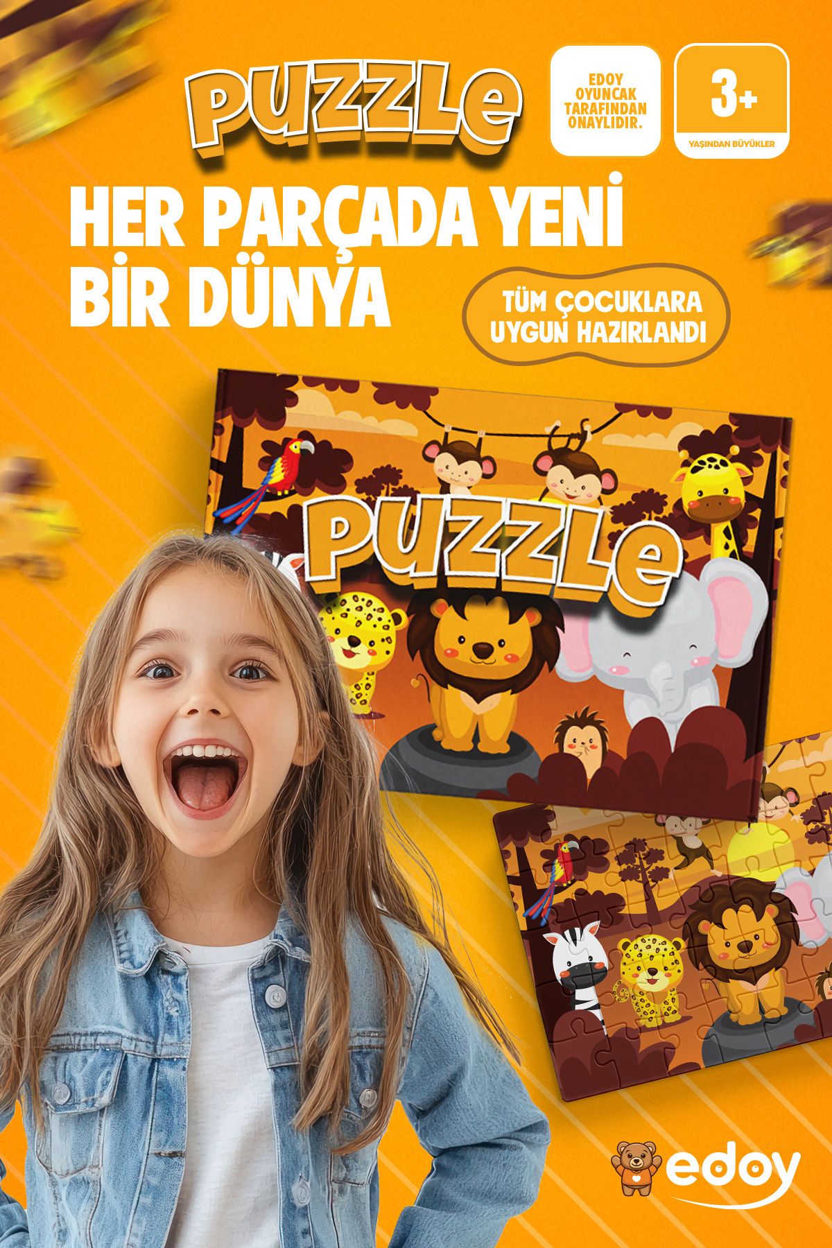 Çocuk Puzzle 24 Parça | Orman Temalı Ahşap Yapboz 3-4 Yaş için Eğitici ve Eğlenceli 24 Parçalı Puzzle