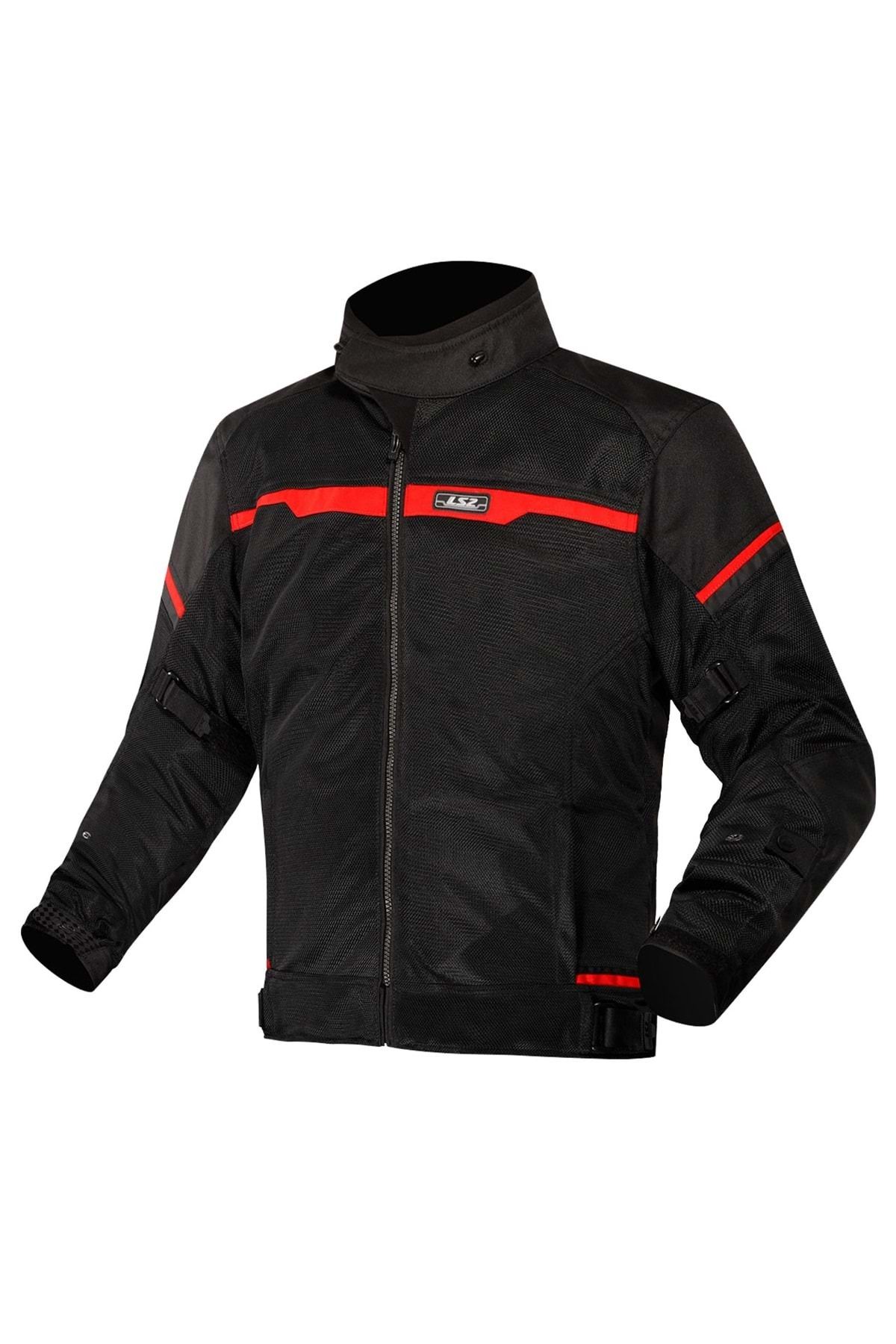 LS2 Riva Siyah Kırmızı Fileli Motorcu Montu (Black Red)