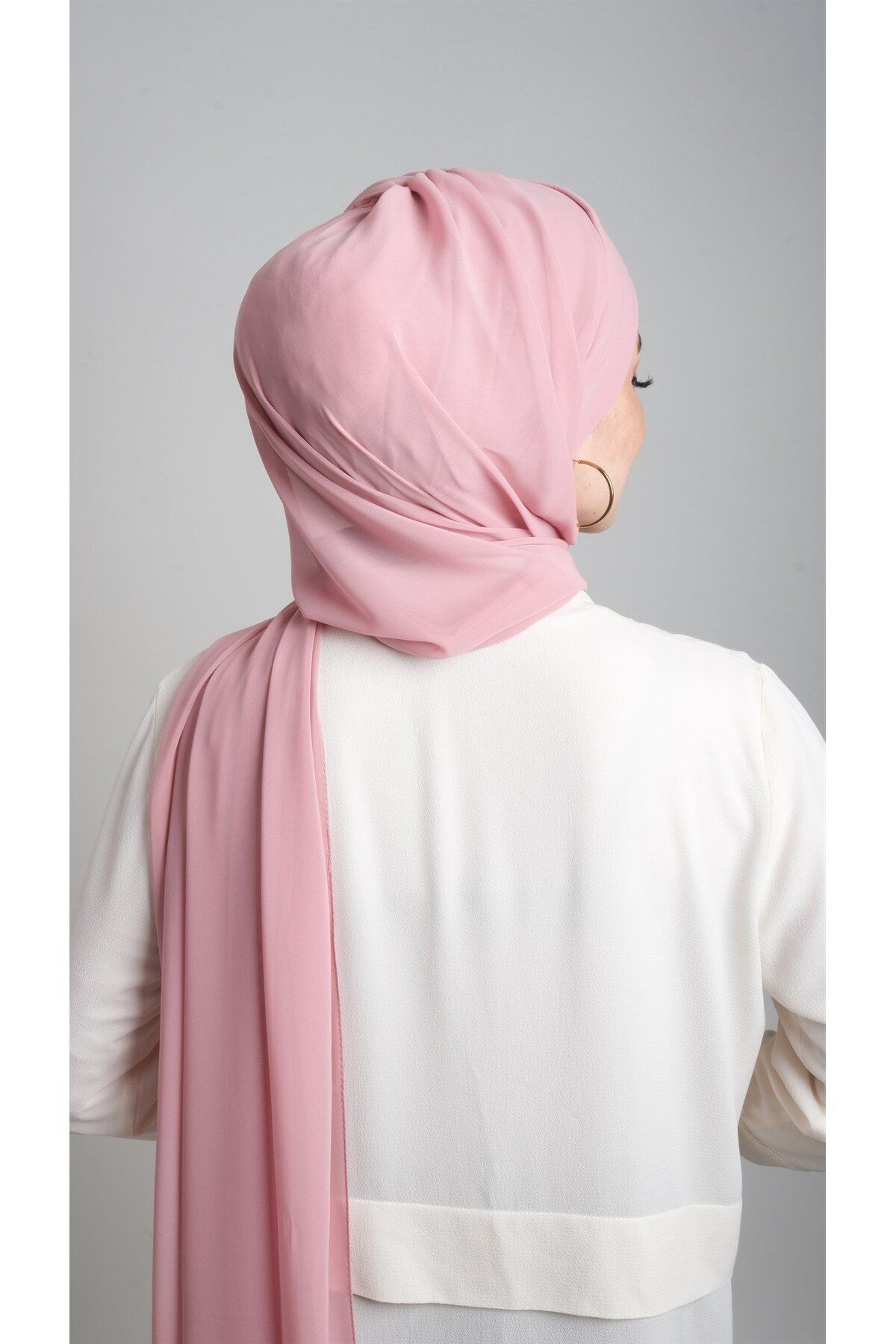 HÜRREM BONE-Powder Practical Ready-made Snap-on Bone Shawl Chiffon Self-bonded Single Banded 1453_06 3