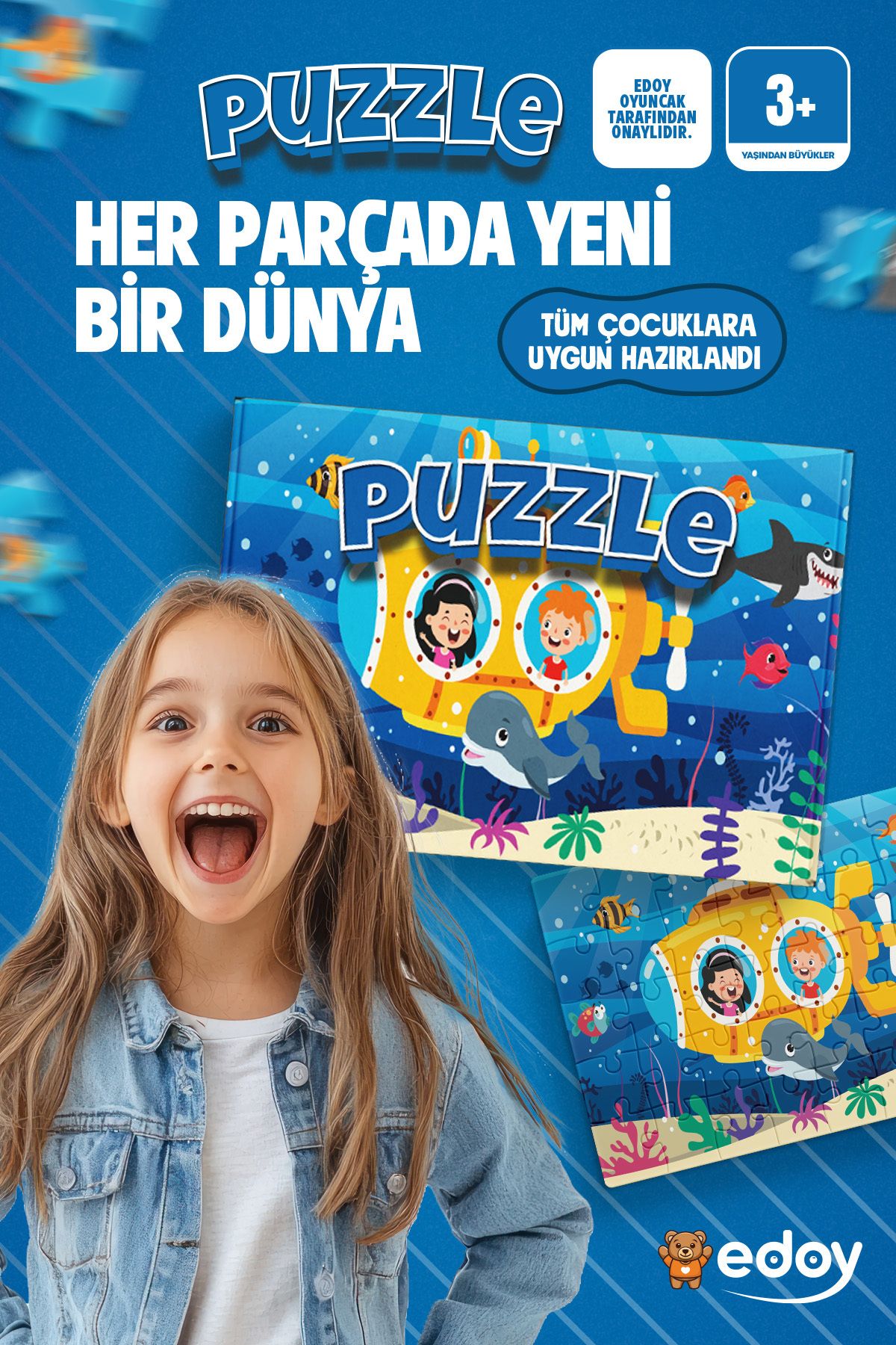 Çocuk Puzzle 24 Parça | DenizAltı Temalı Ahşap Yapboz 3-4 Yaş için Eğitici ve Eğlenceli 24 Parçalı Puzzle