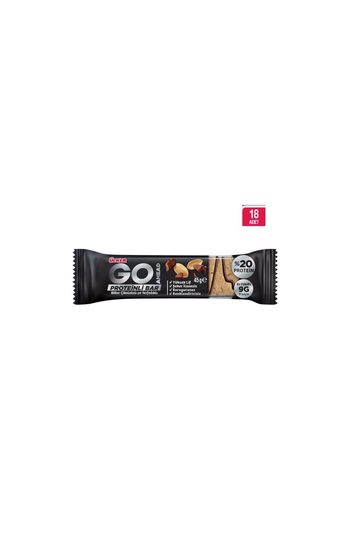 Ülker Go Ahead Yer Fıstıklı Protein Bar X18 Adet 45 gr