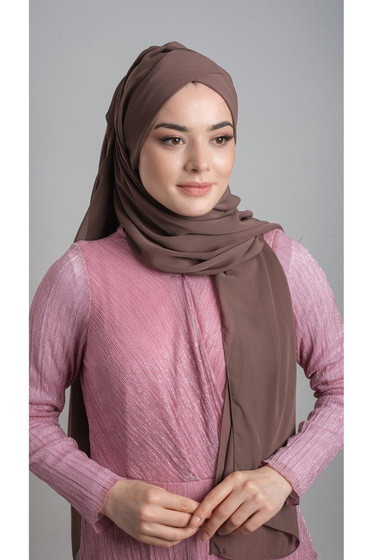 HÜRREM BONE-Mink Practical Ready-made Interlocking Bone Shawl Chiffon Self-bonded Single Banded 1453_10 2