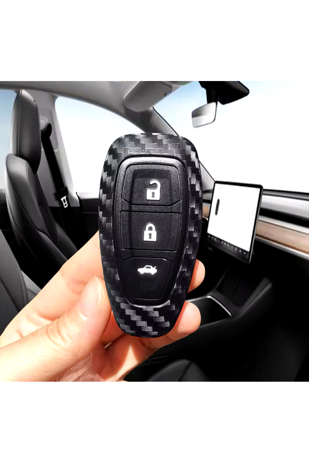 KUNIO Keyless sleutelhoes geschikt voor Ford Focus Mondeo MK5 S-max Kuga Puma Fiesta Escort Explorer accessoires beschermhoes sleuteletui sleutelcover sleutelhanger 3 toetsen, blauw, Nur Keyless Go