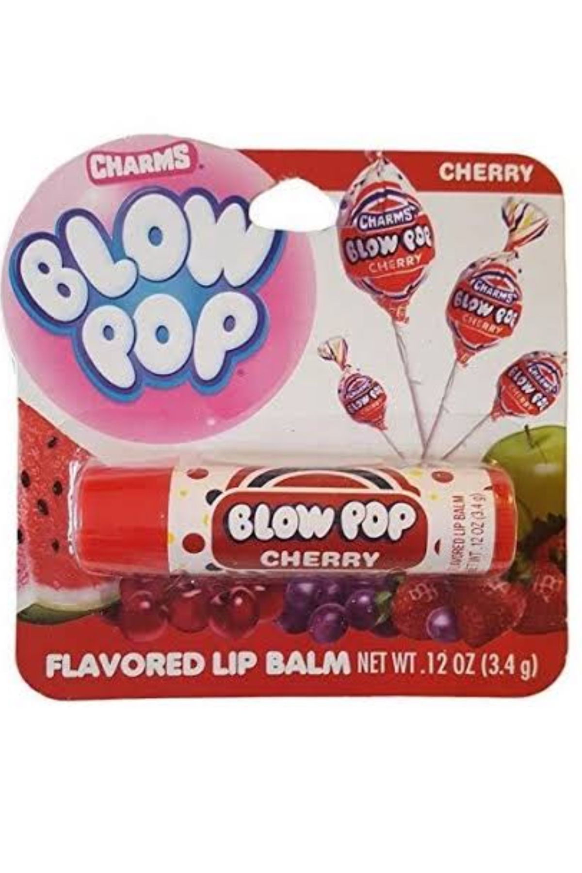 Charms Blow Pop Cherry Flavored Lip Balms 3,4g. Aromalı Dudak Bakım Kremi