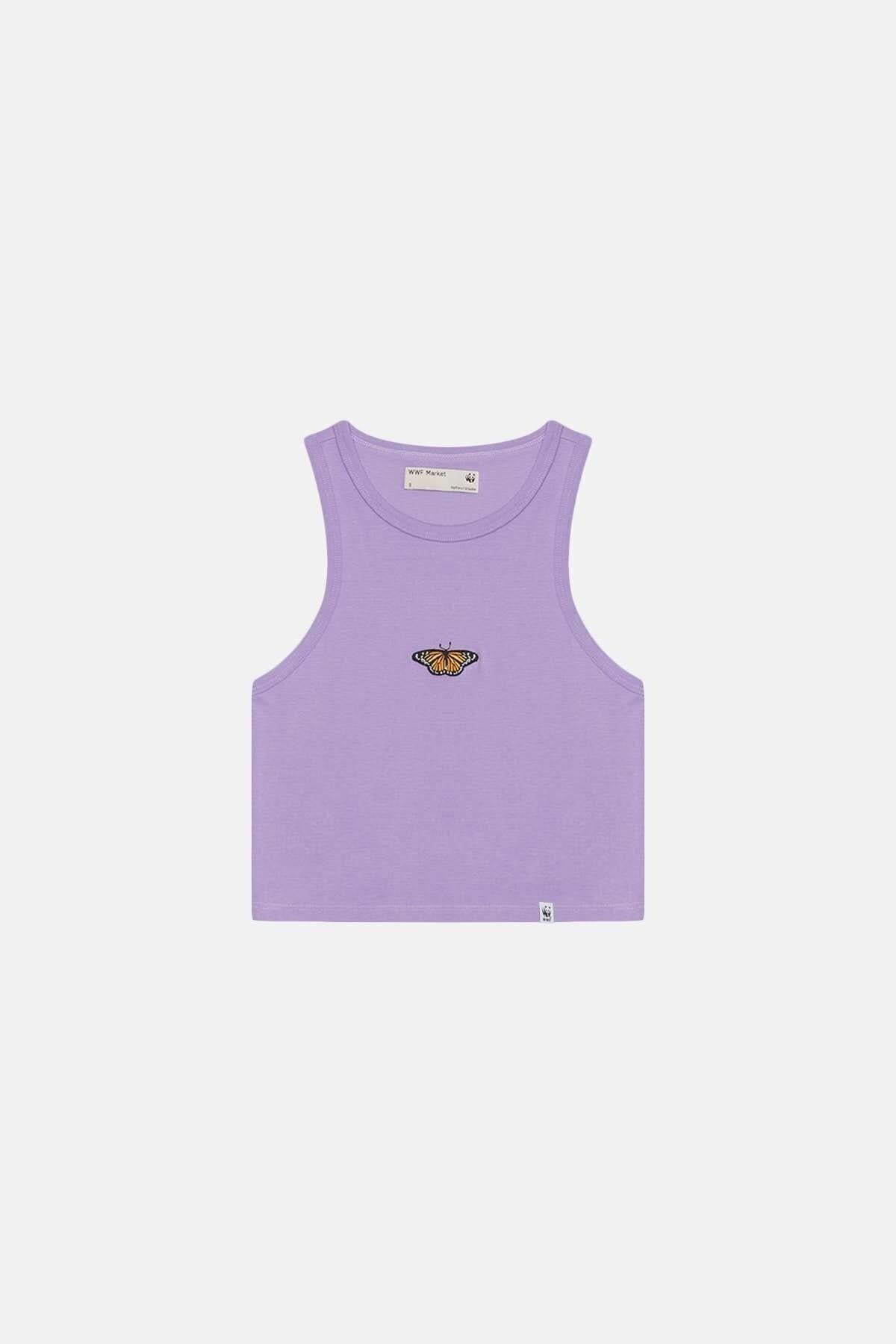 Monark Kelebeği Ribana Crop Top - Mor