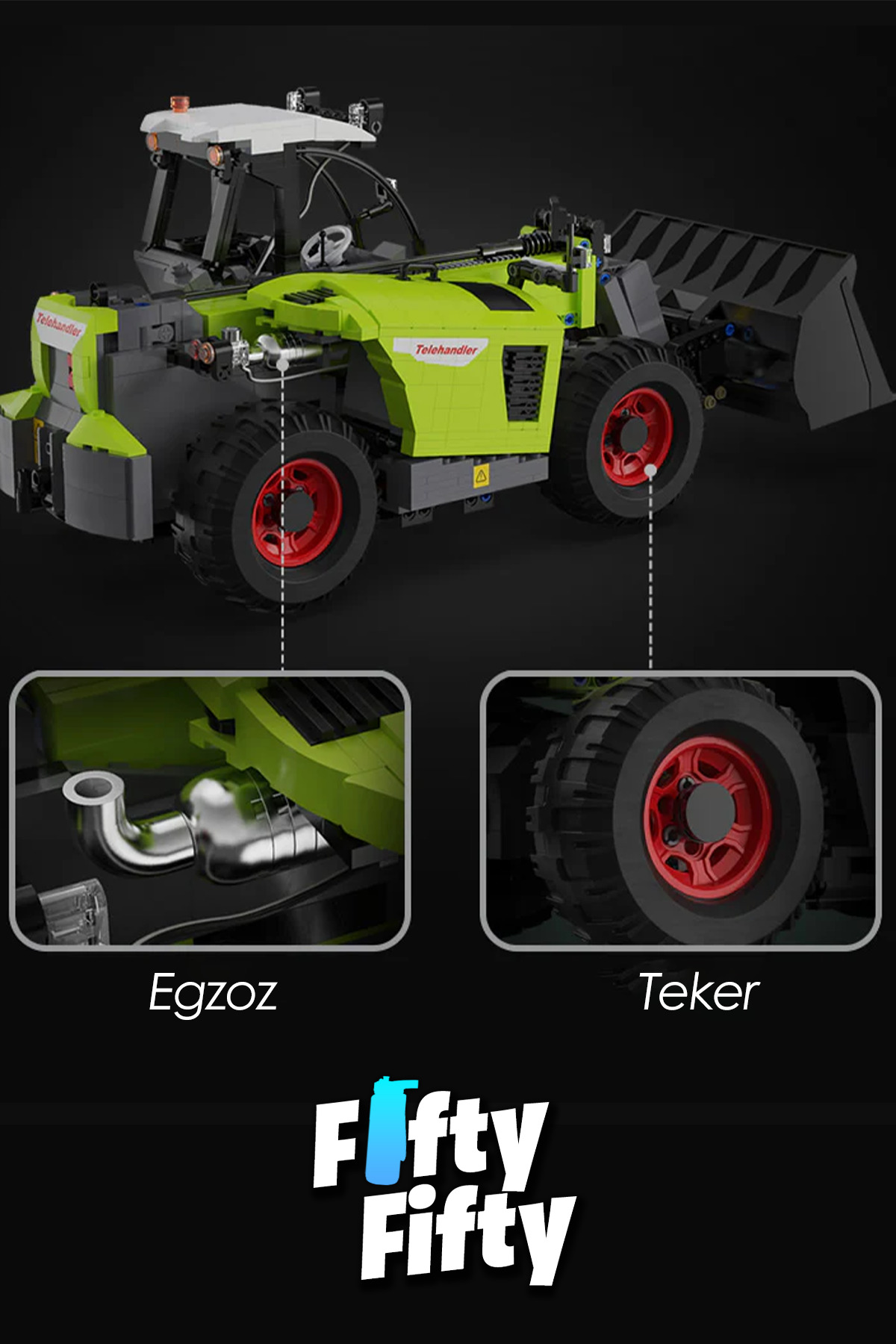 Cada Telehandler -C61051W (۱۴۶۹ قطعه) مجموعه ساختوساز اسباببازی کنترلی از راه دور