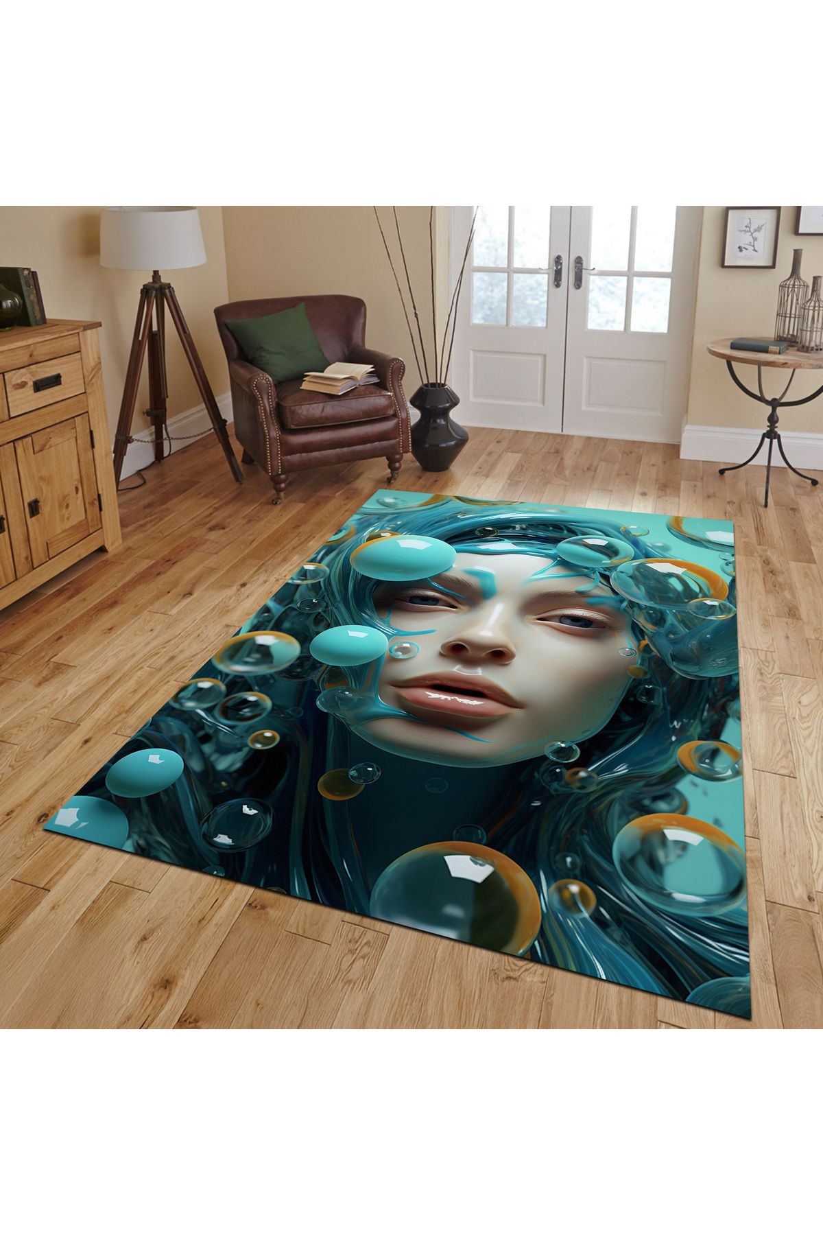 First Date Dijital Trend Dekoratif Halı, Gamer ve Genç Odası için Kaymaz Dot Taban 93