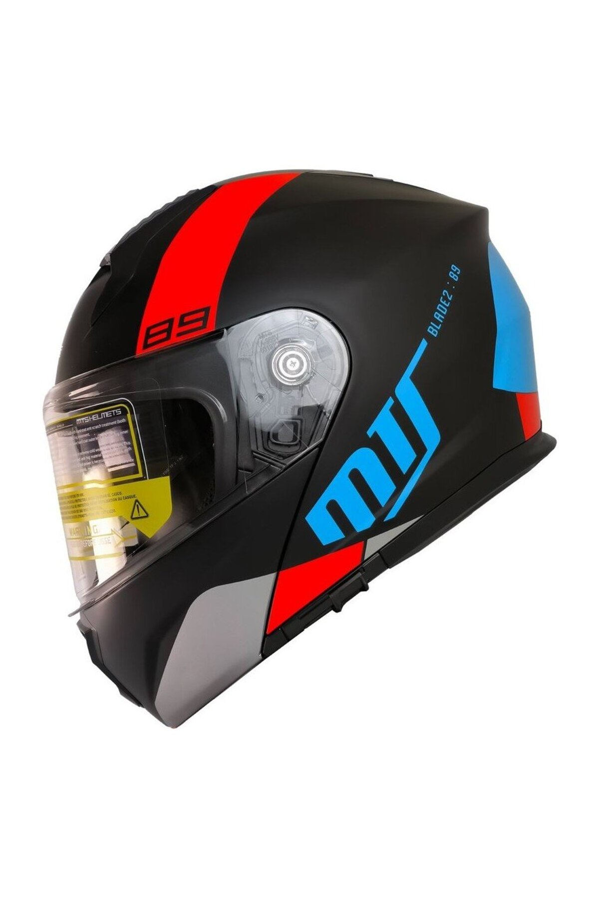 MTS 966 WX89 Çene Açılır Mat Siyah-Kırmızı-Mavi Kask - Fiyatı