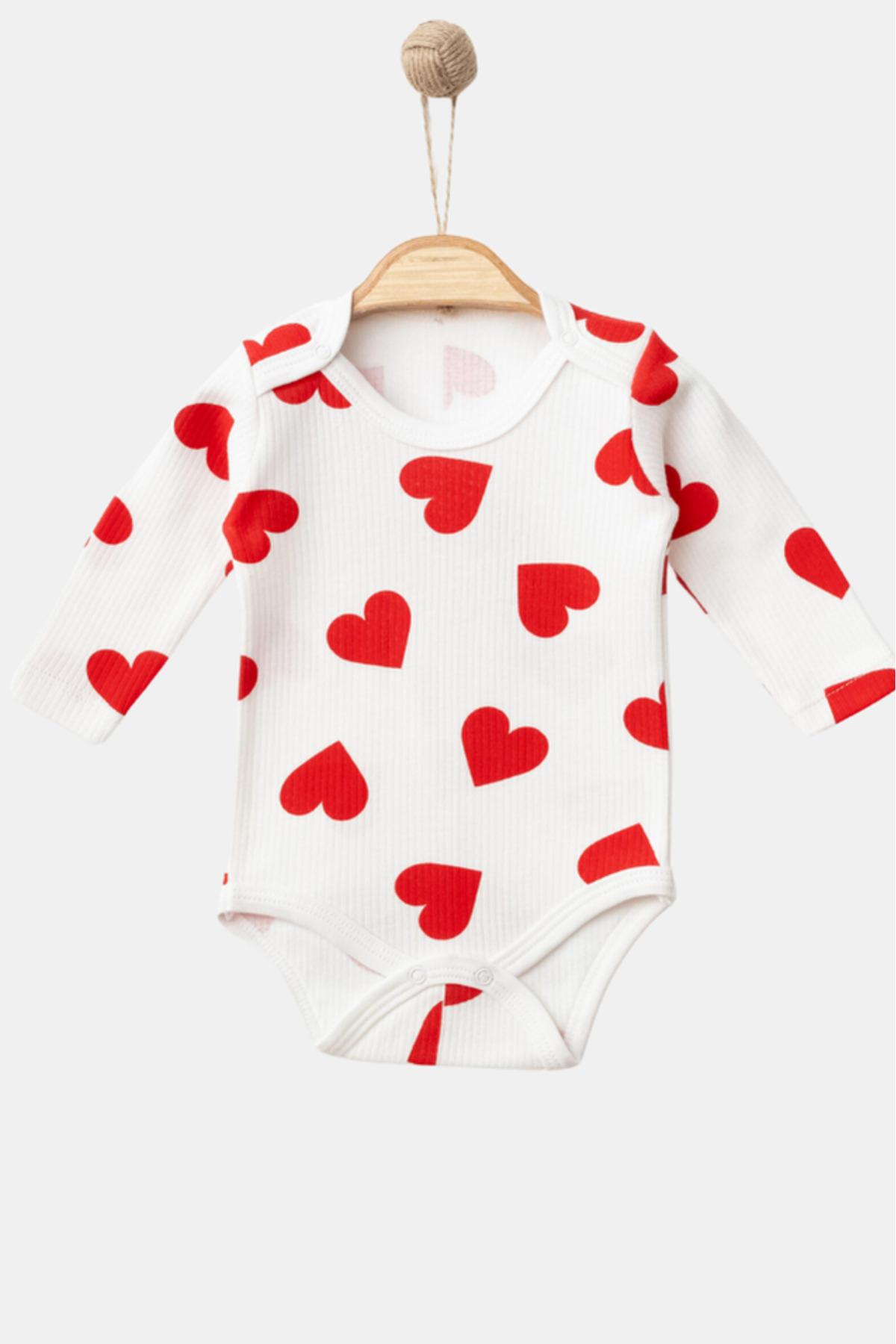 Bamoola %100 Pamuk Renkli Kalp Desen 3'lü Atlet Body Zıbın - Uzun Kol - Çıtçıtlı (KIRMIZI - PEMBE - TURUNCU) fotoğrafı 2 (önizleme)