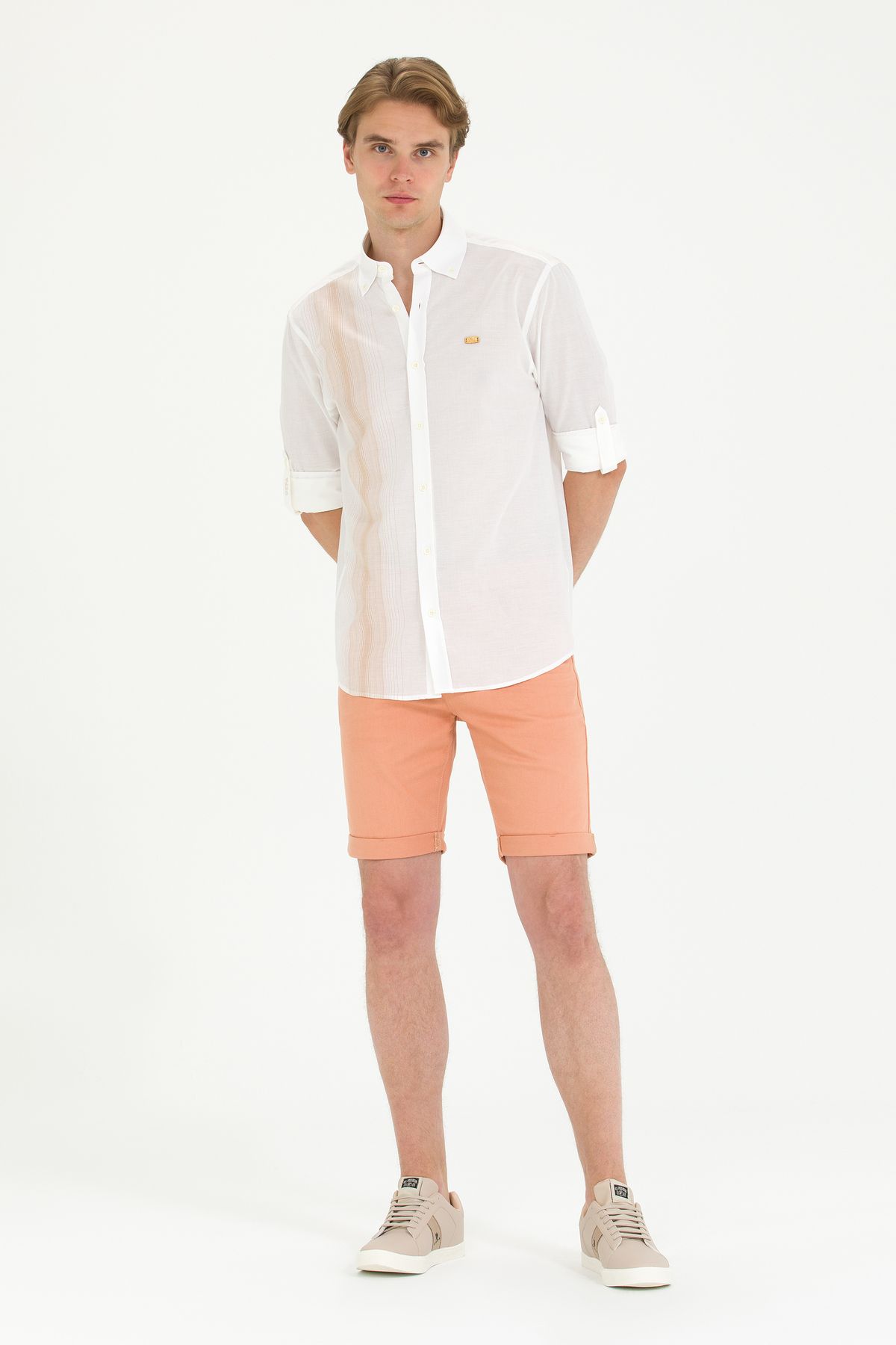 Comfort Fit Stand یقه پیراهن مردانه مو شتری Orados U.S. Polo Assn.