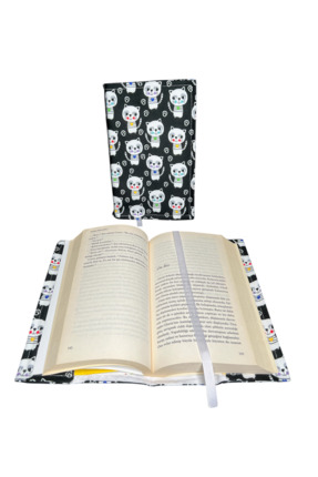 EL YAPIMI Kitap Kılıfı Çizgili Kedi Desenli