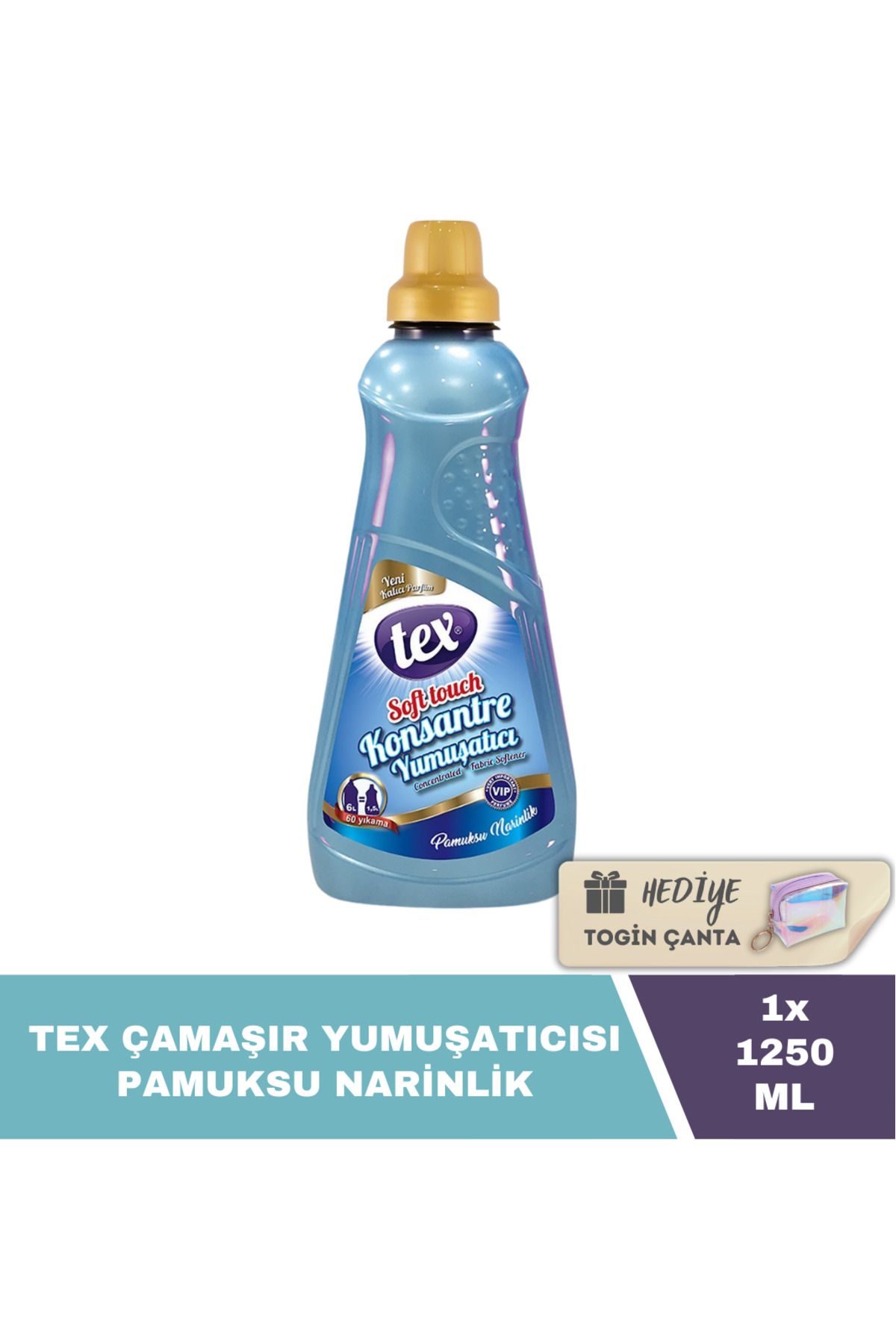 Tex Konsantre Yumuşatıcı Pamuksu Narinlik 1250 Ml X1 Adet + Hediye Togin Çanta