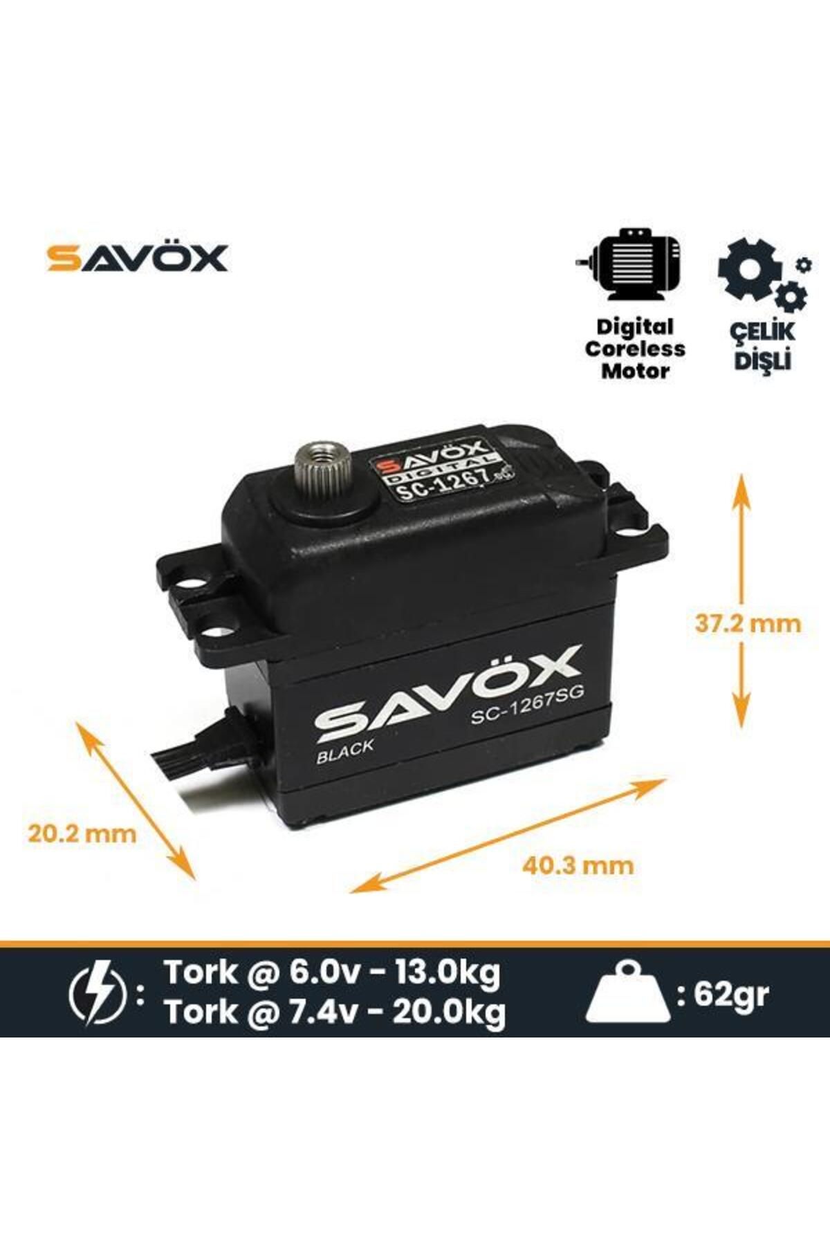 Savöx Savox SC-1267SG-BE Black Edition Digital Servo with Soft Start Coreless Motor High Voltage Çelik Diş