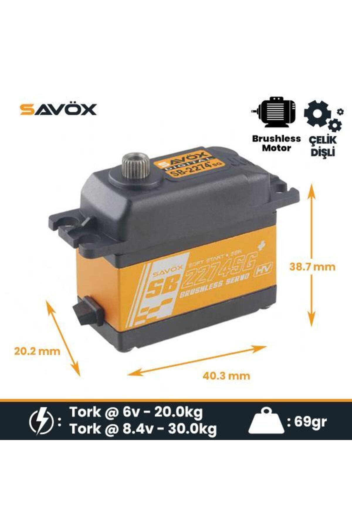 Savöx Savox SB2274SGP Digital Servo Brushless Motor with Soft Start High Voltage Çelik Dişli