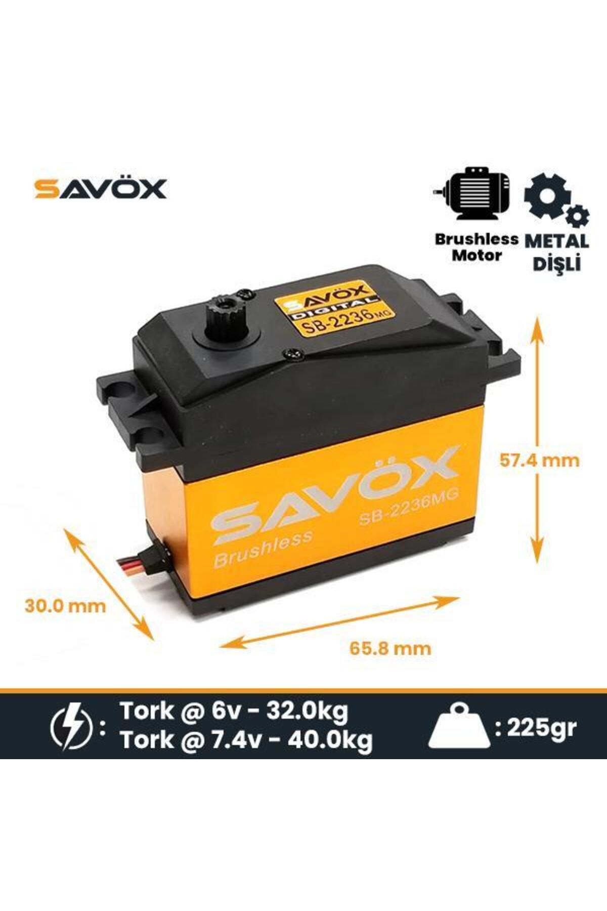 Savöx Savox SB2236MG Digital Servo Brushless Motor High Voltage Su Geçirmez Metal Dişli