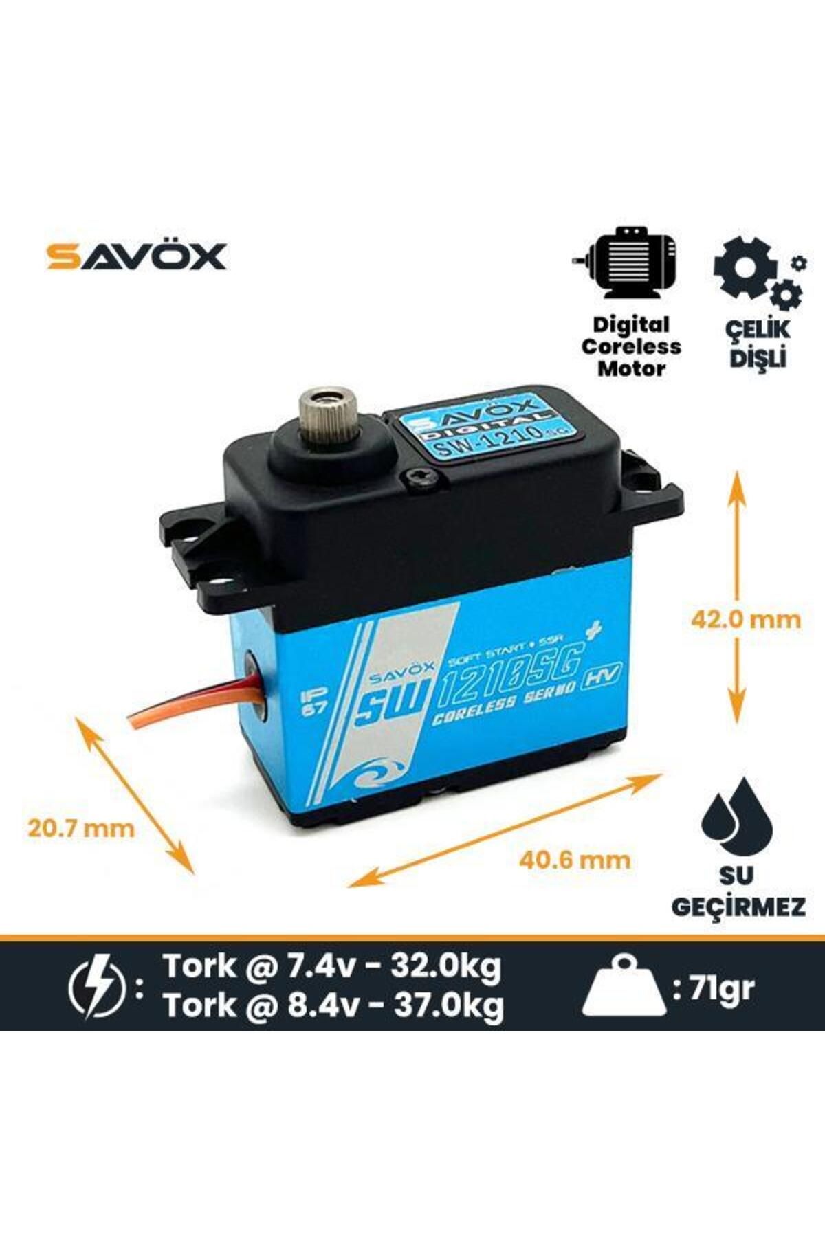 Savöx Savox SW1210SGP Digital Servo Coreless Motor with Soft Start High Voltage Su Geçirmez Çelik Dişli