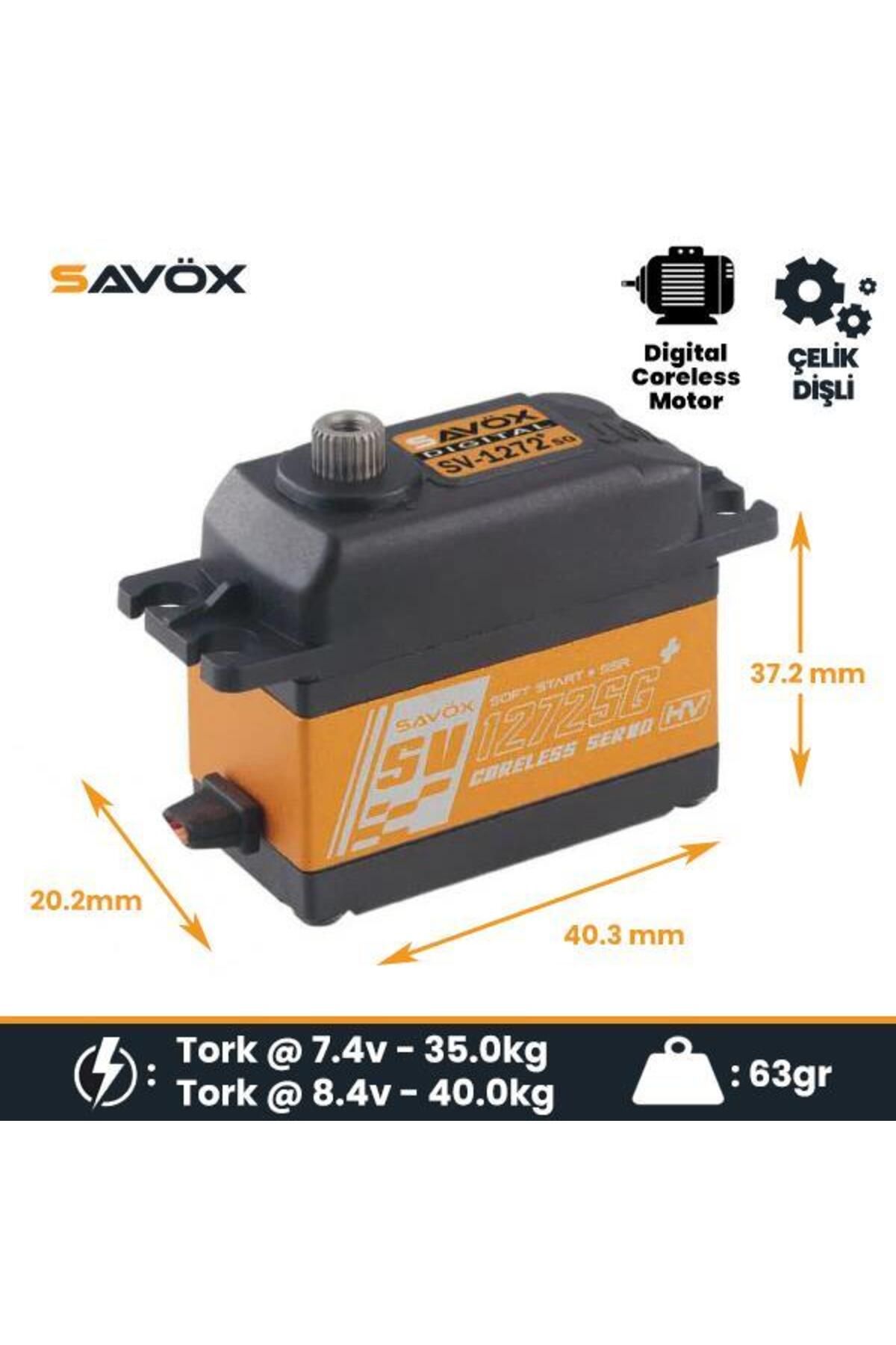 Savöx Savox SV1272SGP Digital Servo Coreless Motor with Soft Start High Voltage Çelik Dişli