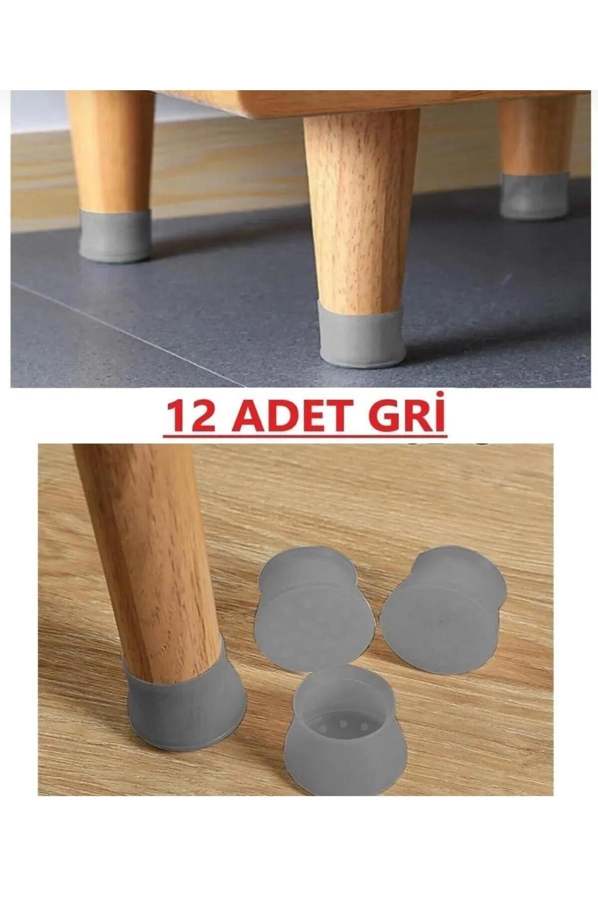 Genel Markalar Silikon Masa Sandalye Pabuç Kaydırmaz Sessiz Koltuk Zemin Koruyucu Çizdirmez Ayak Kılıfı 12 ADET