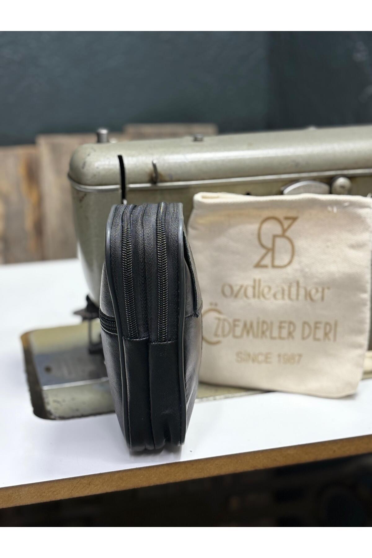 özdemirler deri 3 Gözlü Dik Deri Kemerlik, Deri Kemer Cüzdanı, Kemer Çantası, Inşaatçı Boyacı Çantası görsel 3