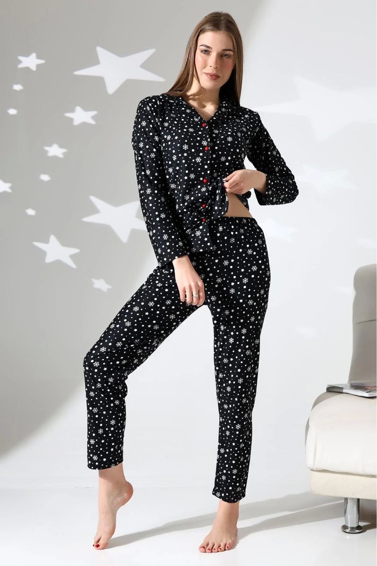 LadyMina Pijama-Christmas Gift Snowflake Pajama Set 5
