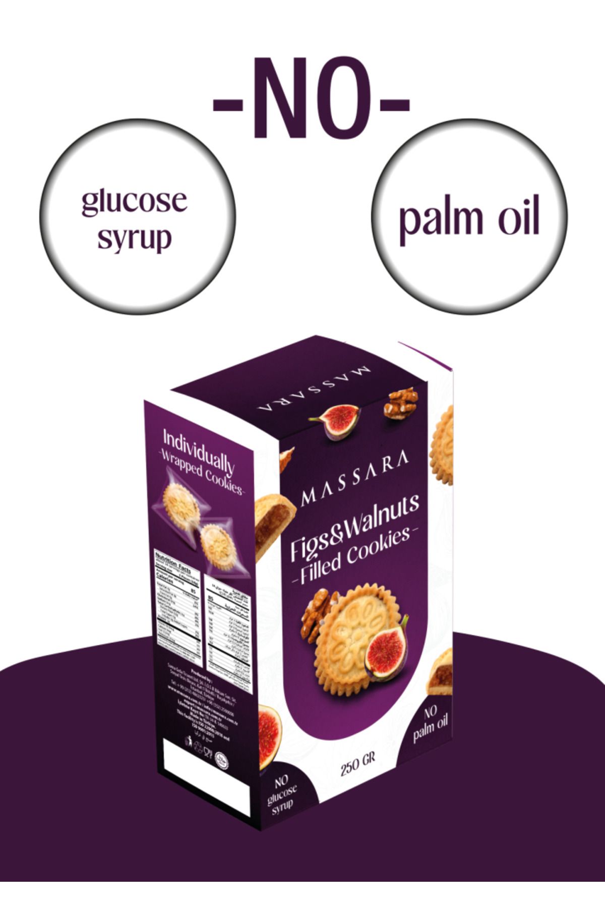 Massara-Single Wrap Cookies with Fig & Walnut Filling 250 g 2