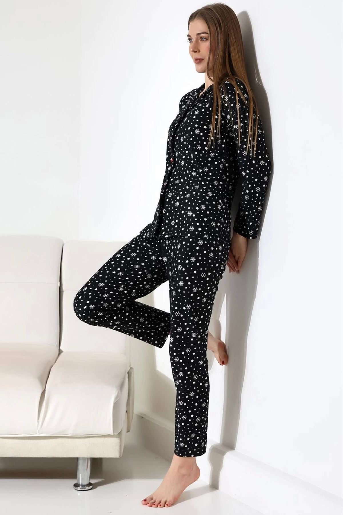 LadyMina Pijama-Christmas Gift Snowflake Pajama Set 2