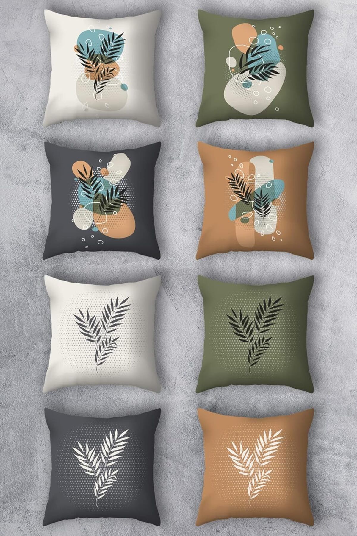STOREMAX Çift Tarafı Baskılı 43x43 Kırlent Kılıfı 8'li Set Kombini