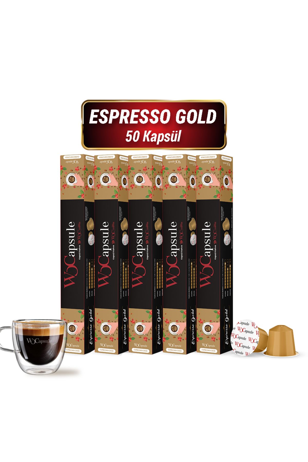 WOC COFFEE WOCapsule Espresso Gold Nespresso Uyumlu Kapsül Kahve 50'li Avantaj Paketi